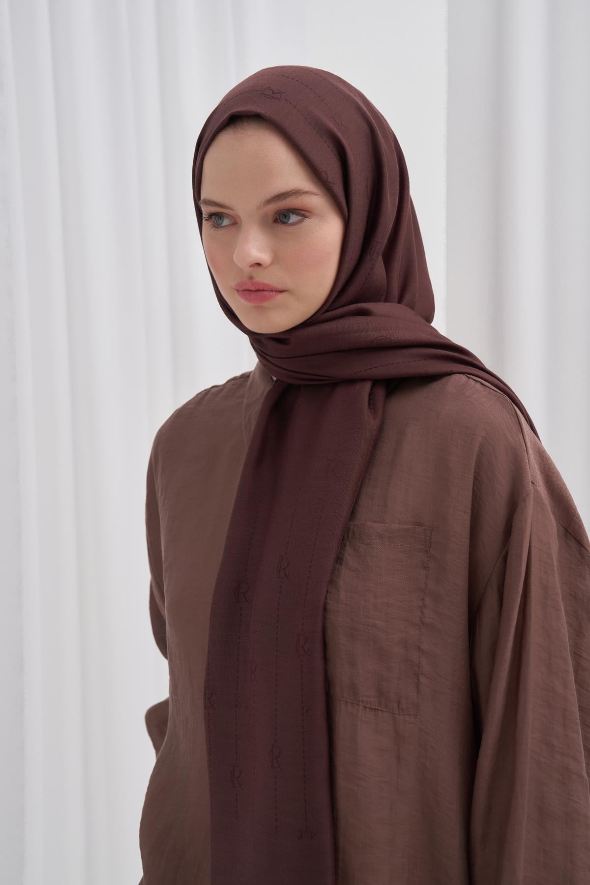 Monogram Jakar İtalyan İpekli Şal Acı Kahve