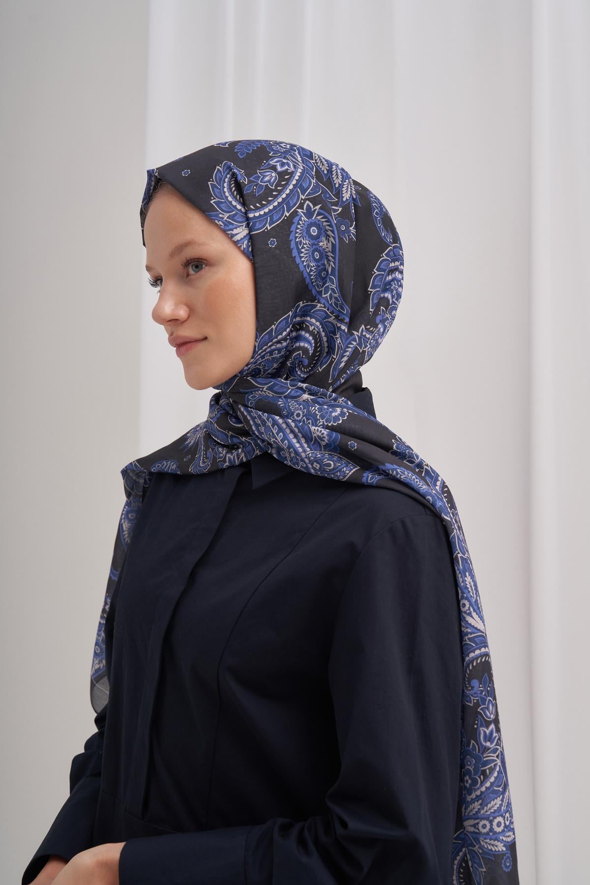 Nilla Pamuklu Şal Mosaic Lacivert