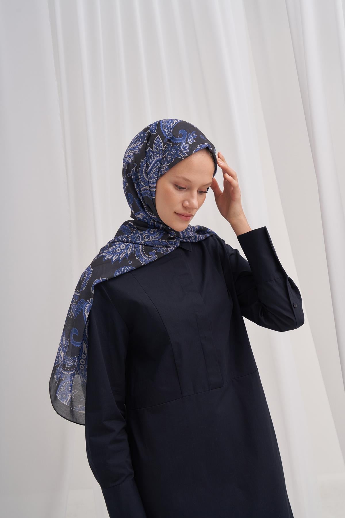 Nilla Pamuklu Şal Mosaic Lacivert