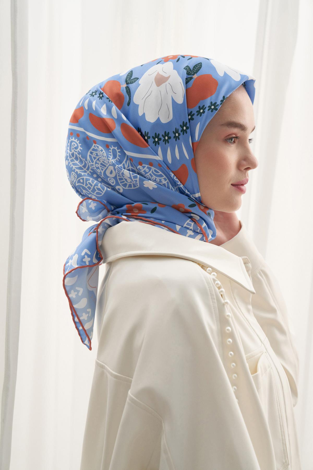 Twill Eşarp Manolya Mavi