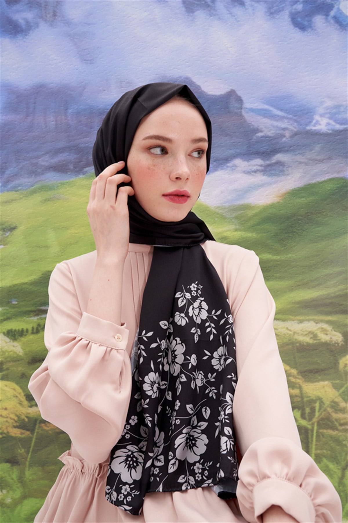 Violet Siyah Twill Şal