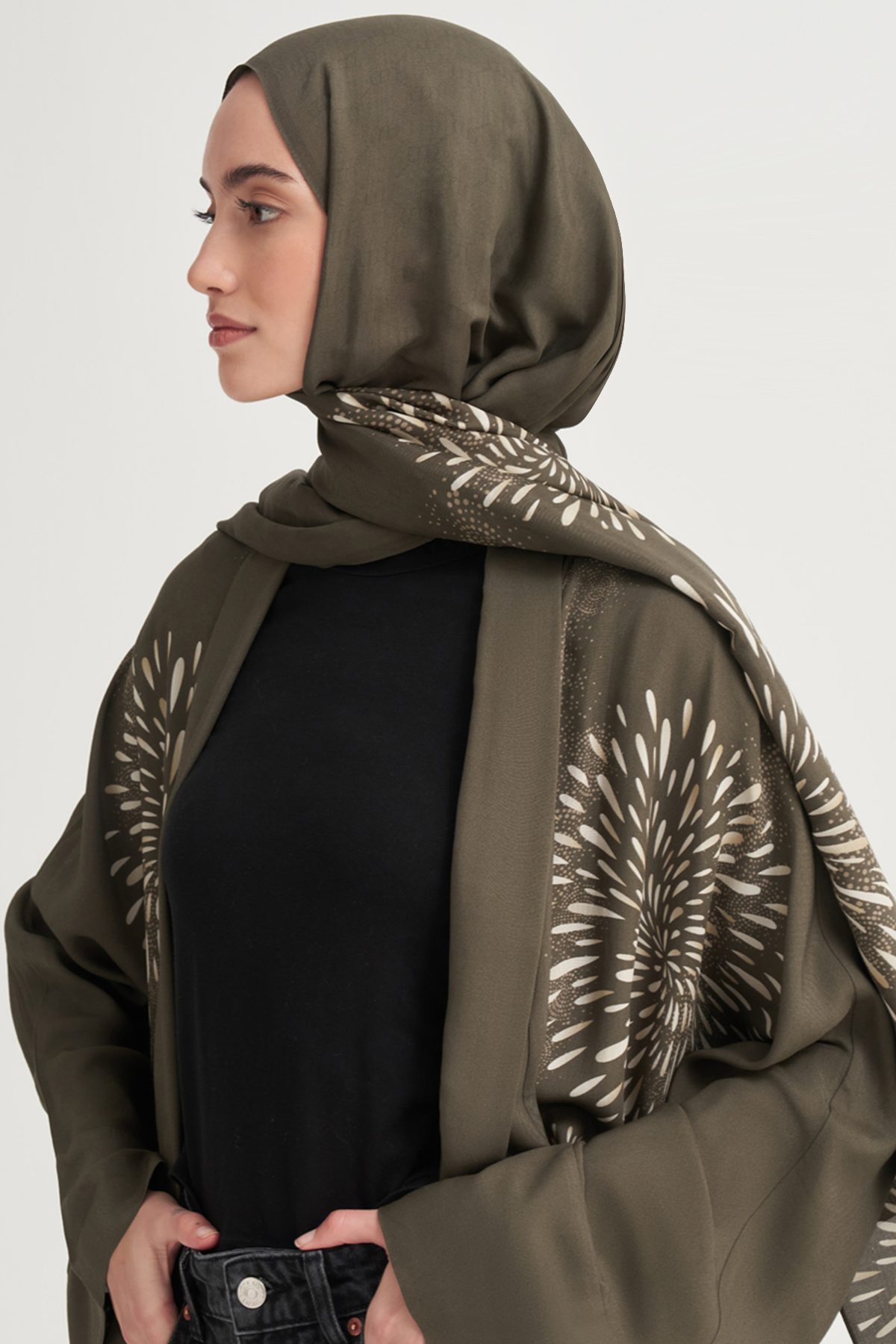 Lumira Monogram Floş Şal Haki