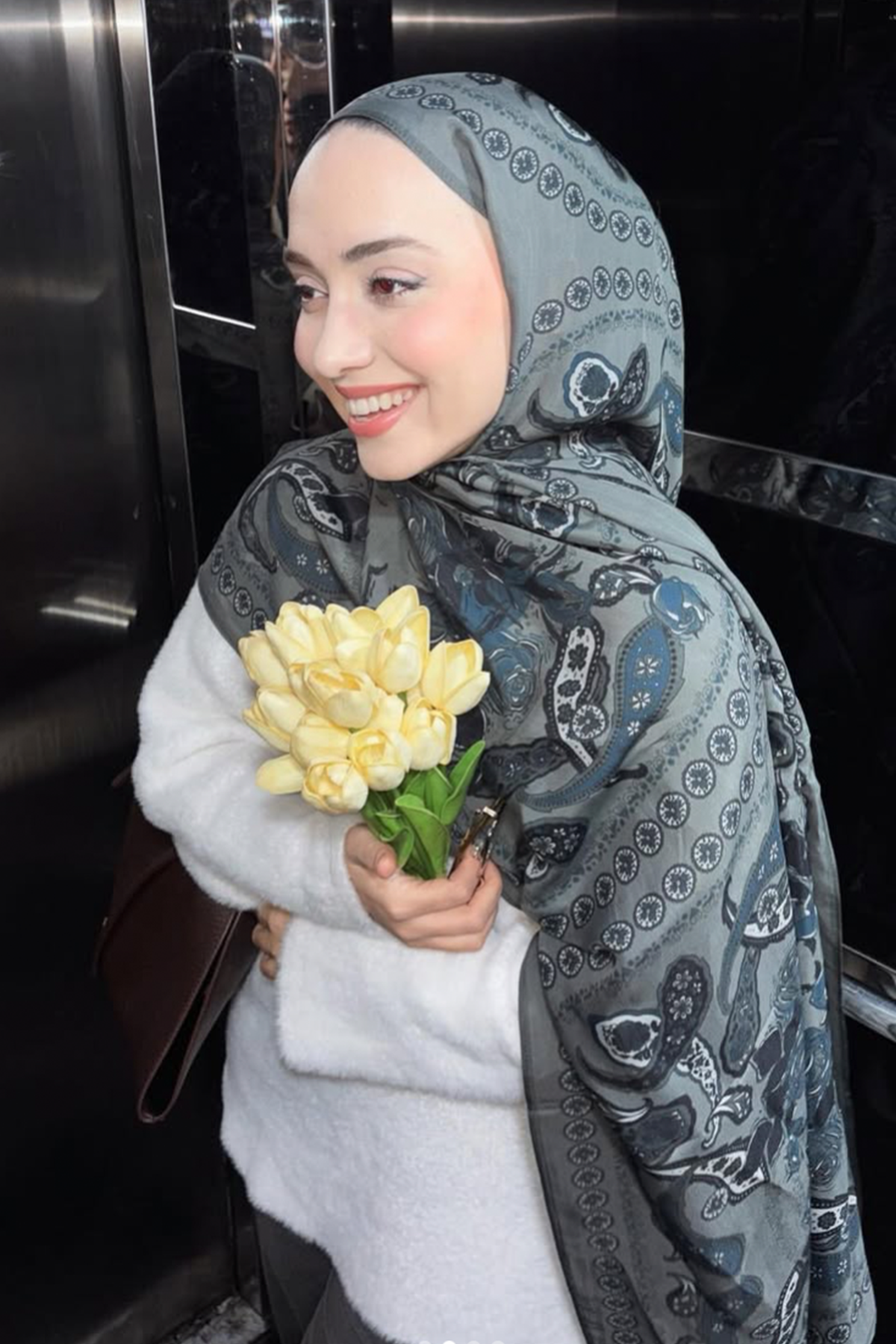 Moon Monogram Floş Şal Antrasit