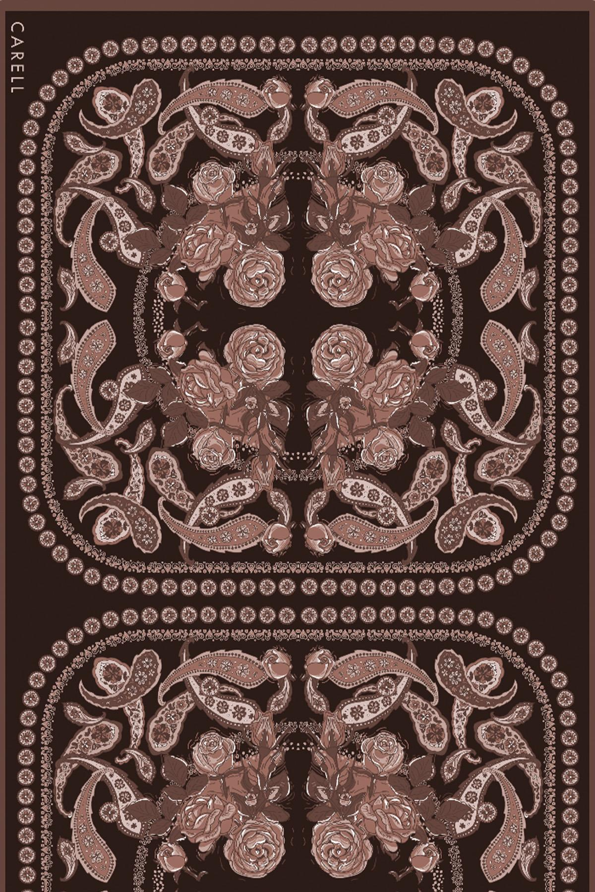 Moon Monogram Floş Şal Bordo