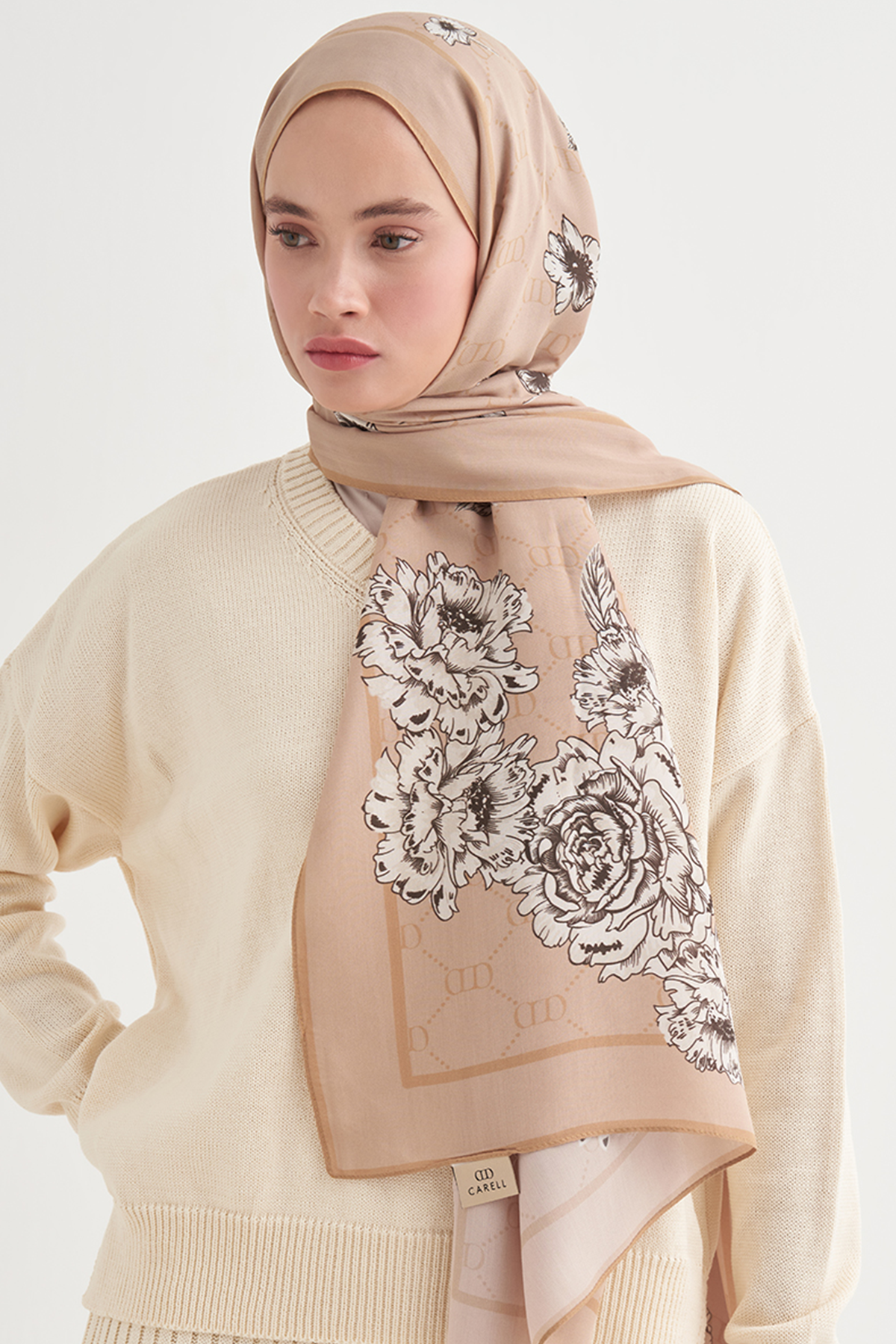 Floriva Monogram Floş Şal Fildişi