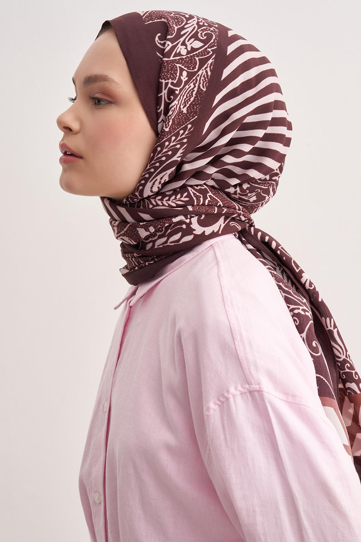 Sahra Bordo Vela Floş Şal