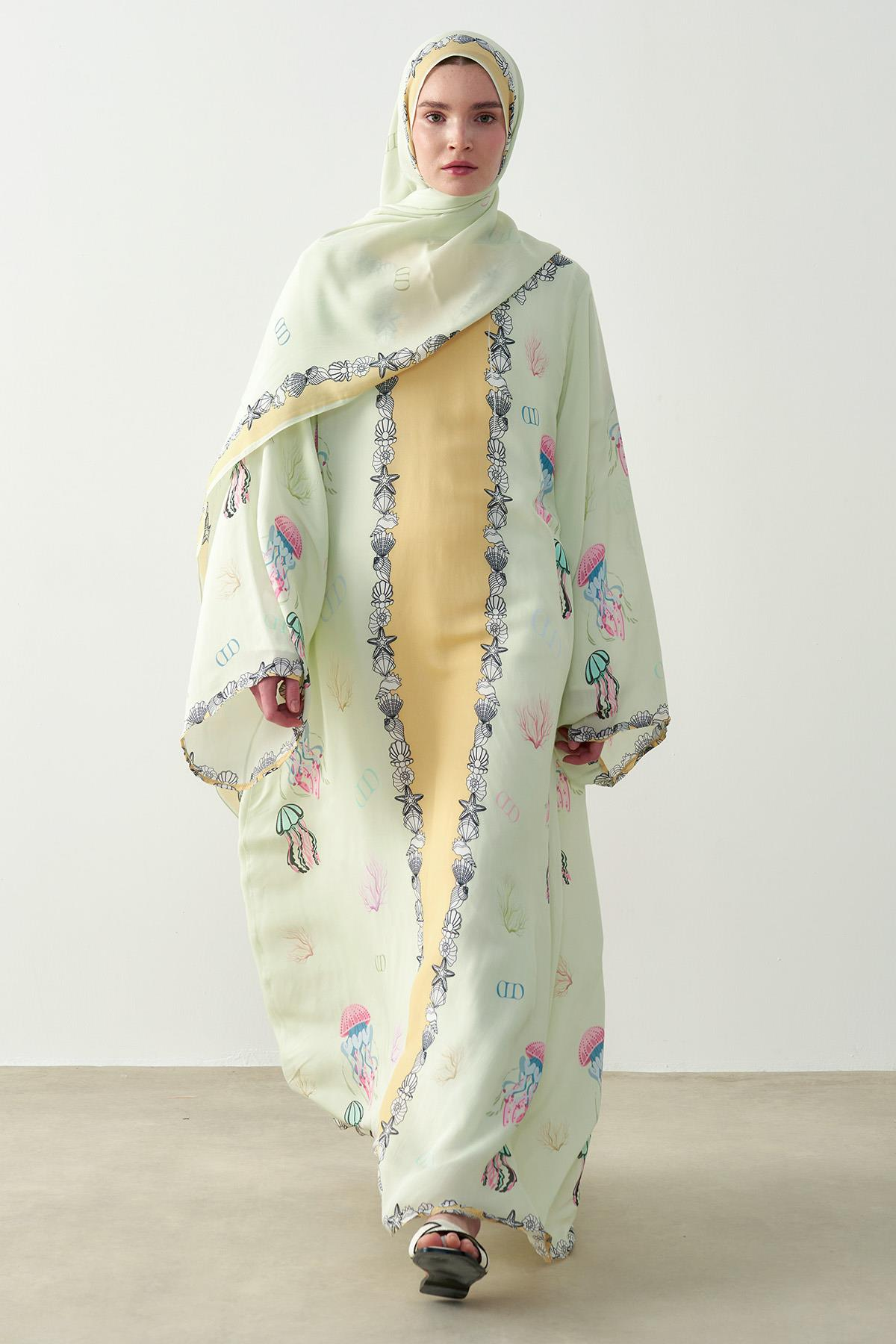 Ocean Floş Kaftan Su Yeşili