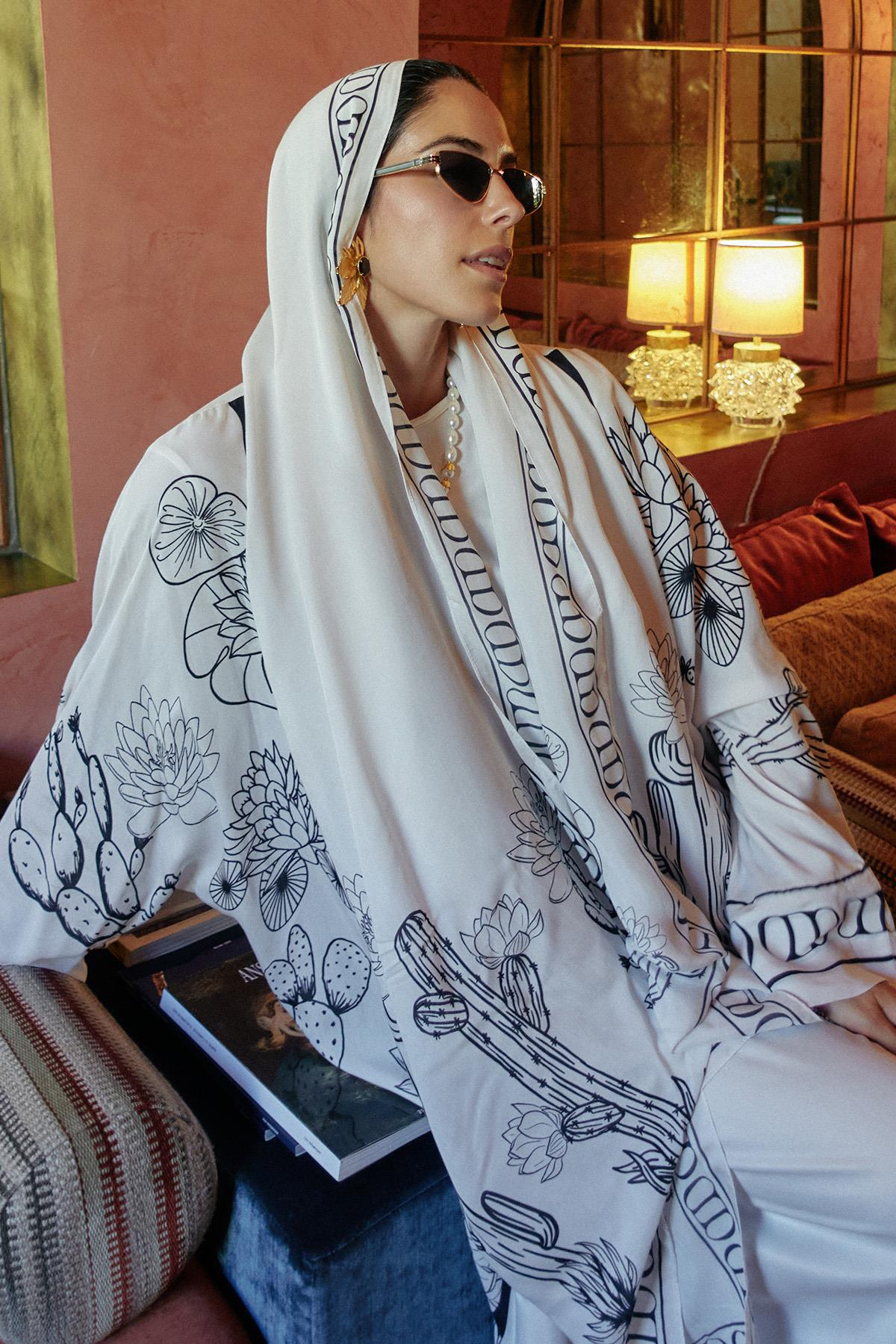 Desert C Monogram Floş Şal Ekru