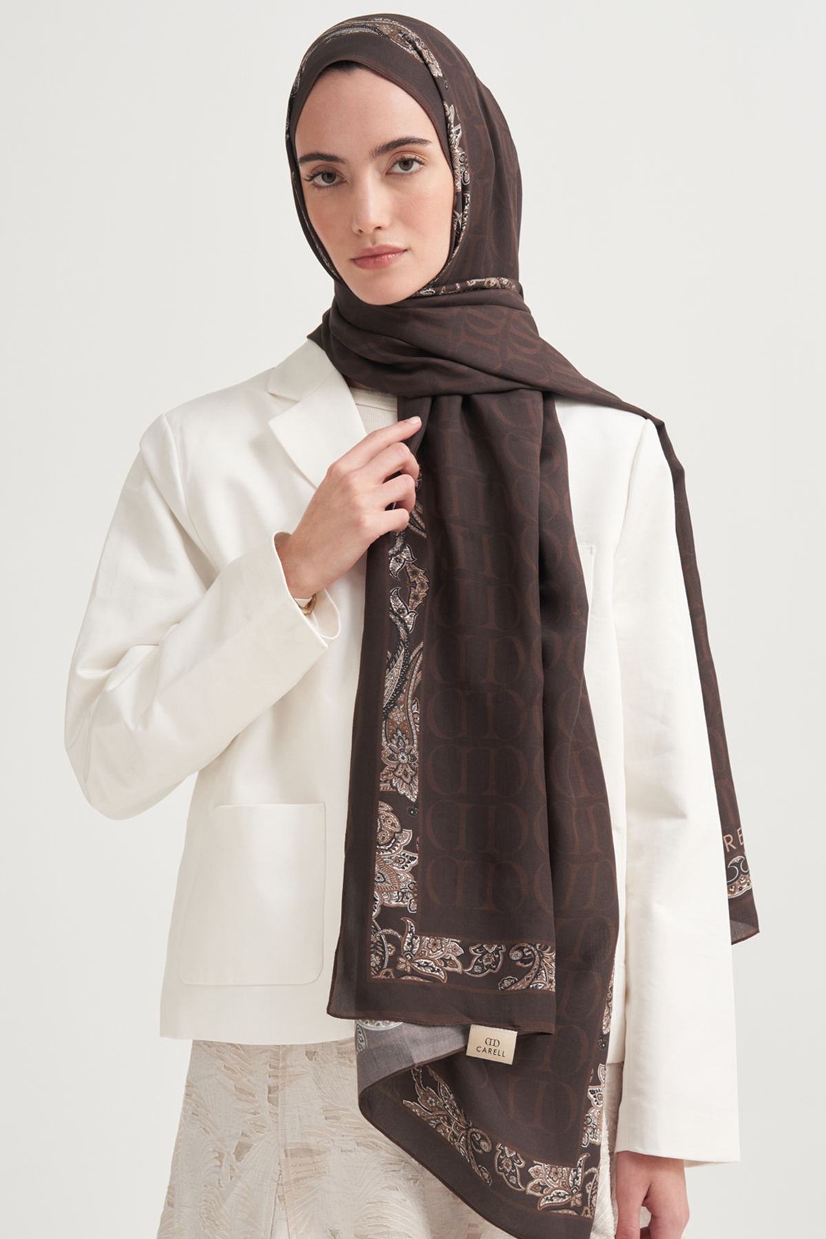 Sway Monogram Floş Şal Mocha