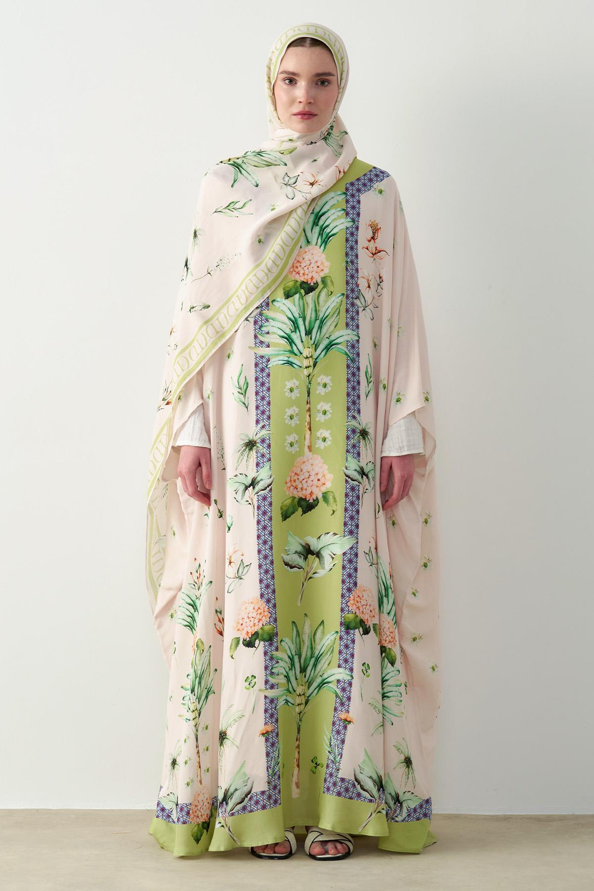 Lunara Floş Kaftan Pudra