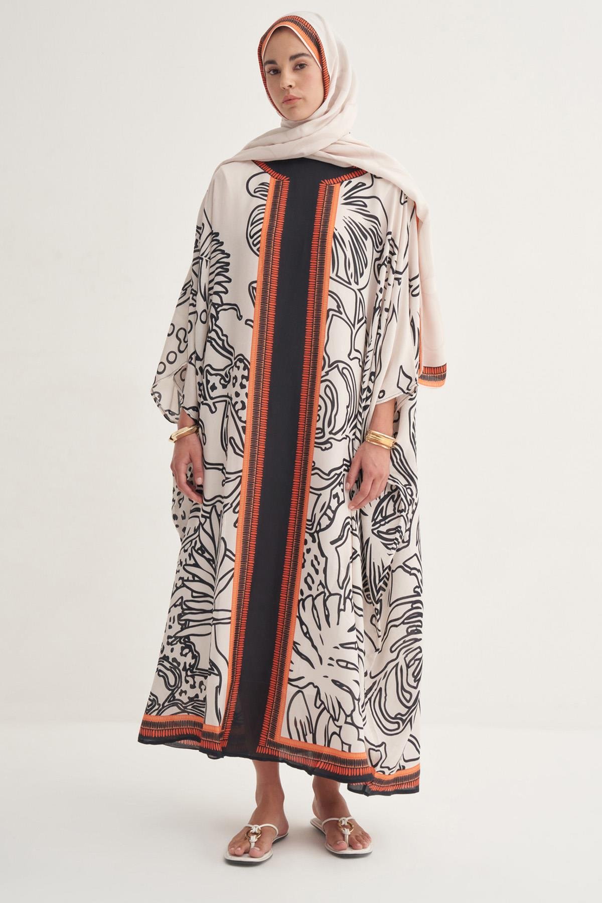 Side Floş Kaftan Krem