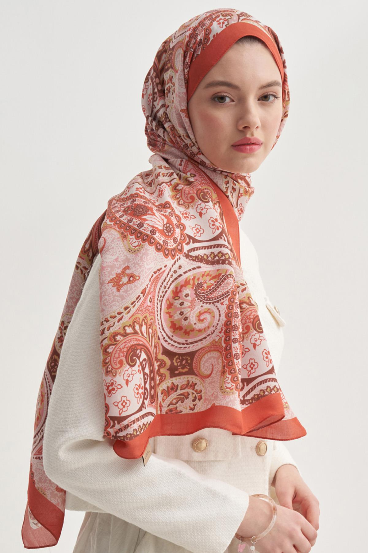 Rosella Mercan Nilla Pamuklu Şal