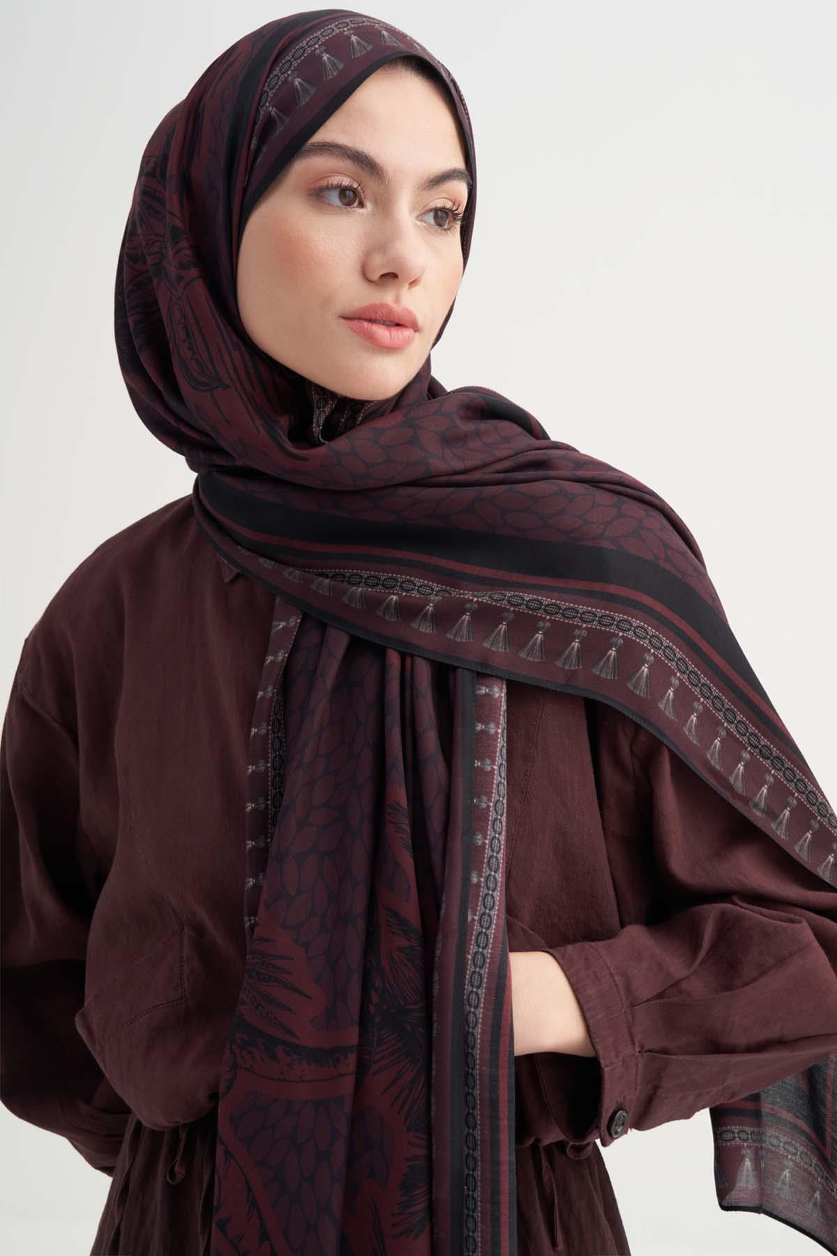 Sera İncira Viskon Şal Bordo