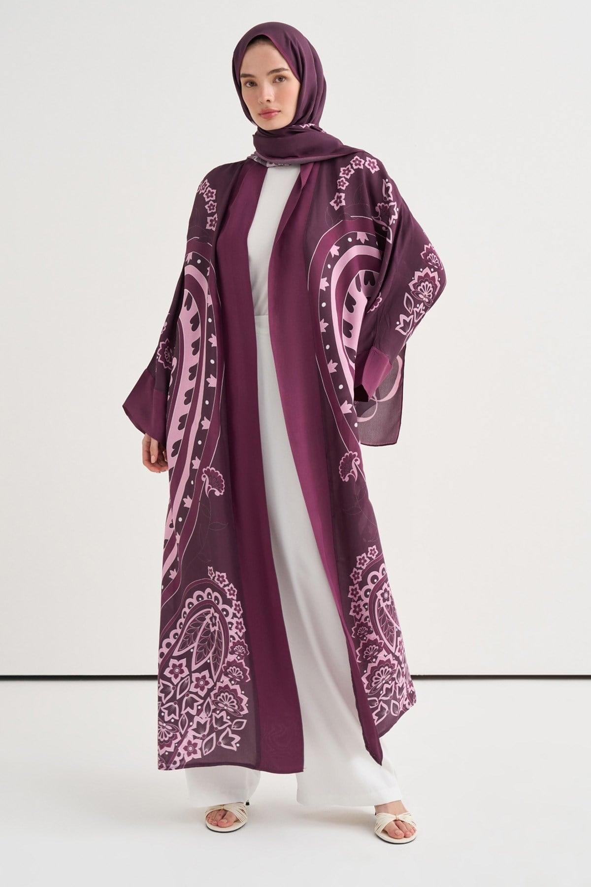 Etnik Floş Abaya Mürdüm
