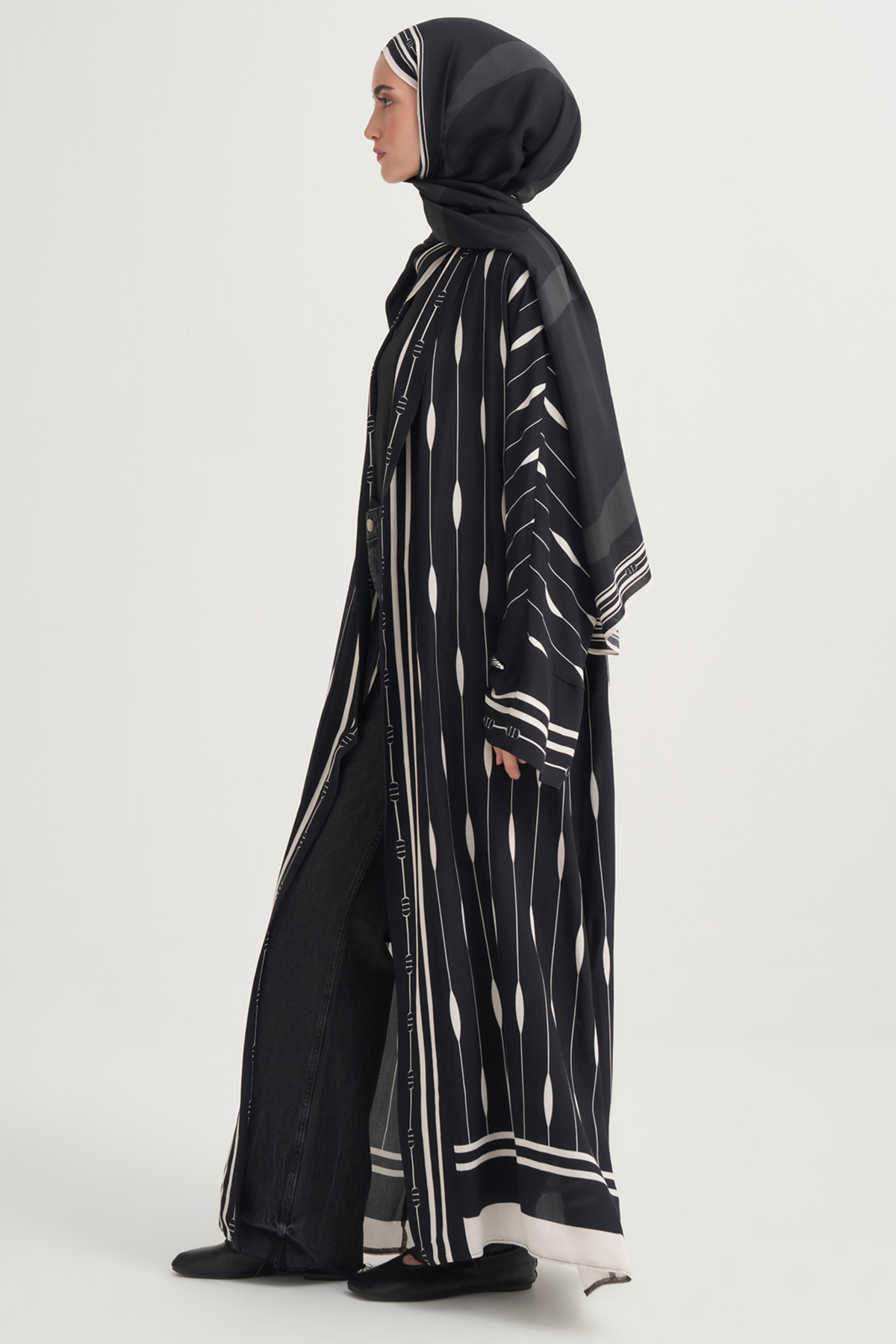 Zyra Premium Floş Abaya Siyah