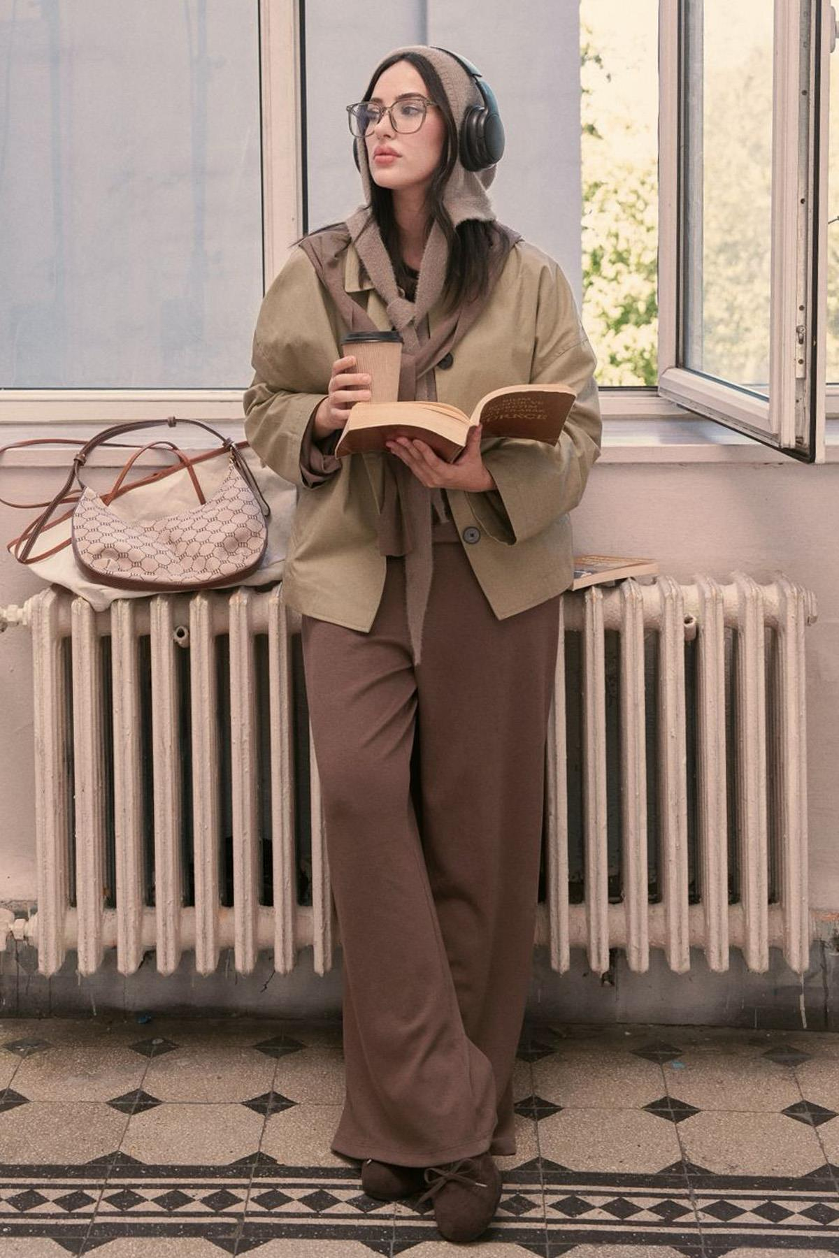 Monika Likralı Tensel Pantolon Soft Kahve