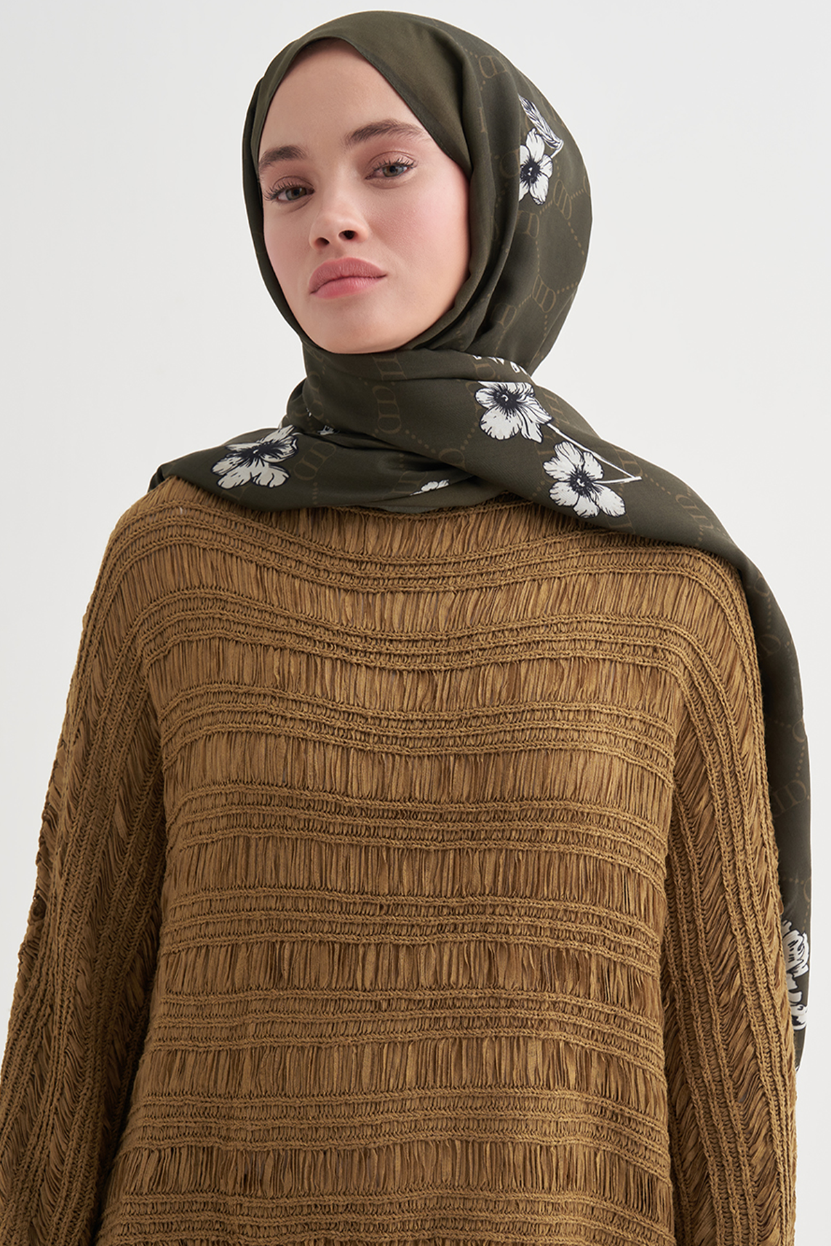 Floriva Monogram Floş Şal Haki