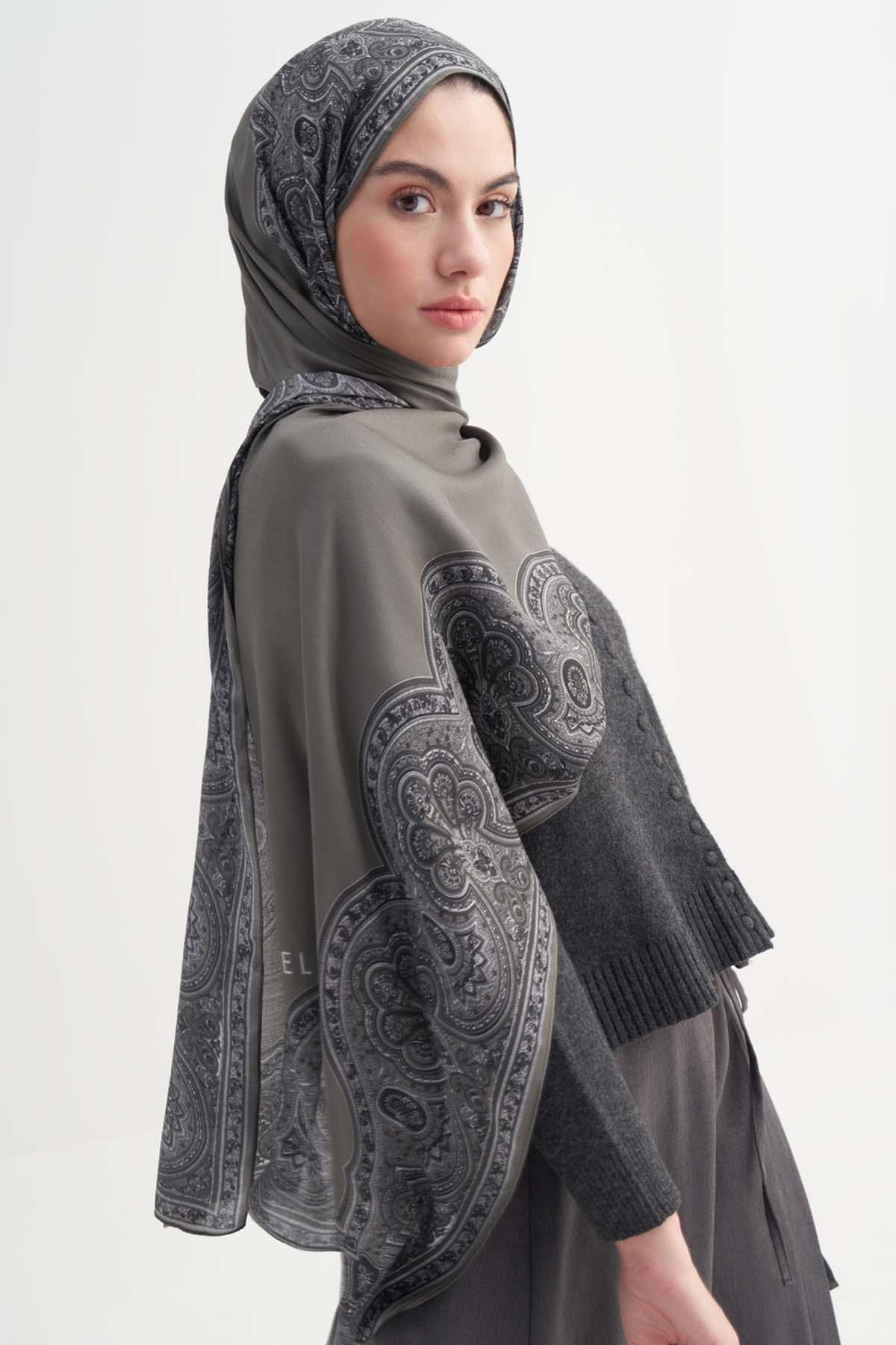 Breeze İncira Viskon Şal Gri