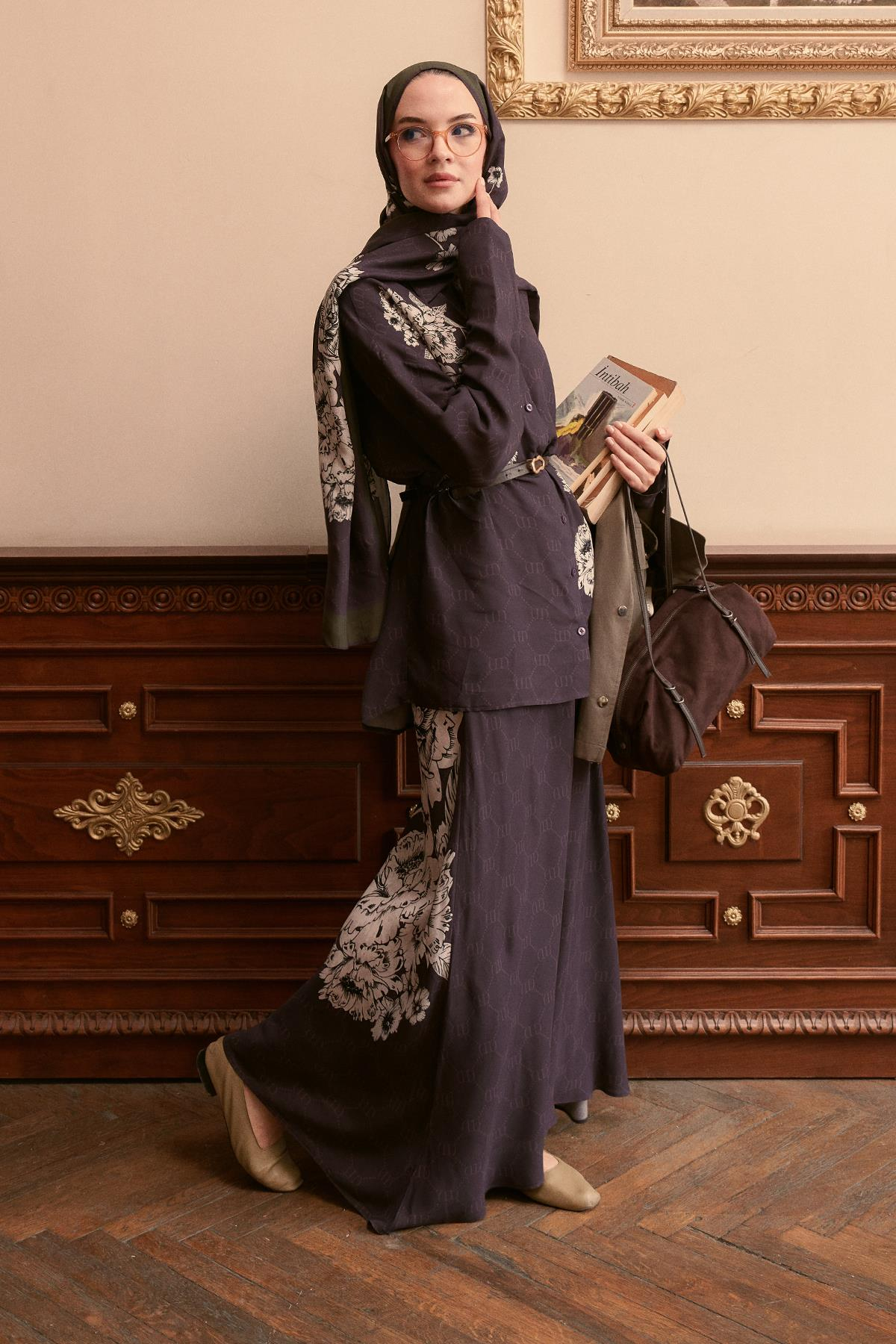 Floriva Monogram Etekli Takım Mor