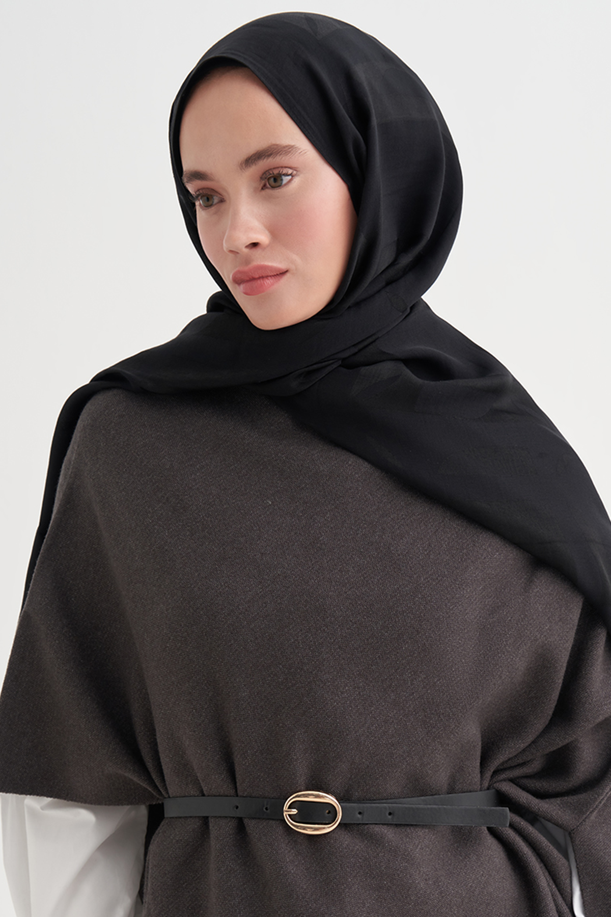 Geometrik Desen Liora Pamuk Şal Siyah