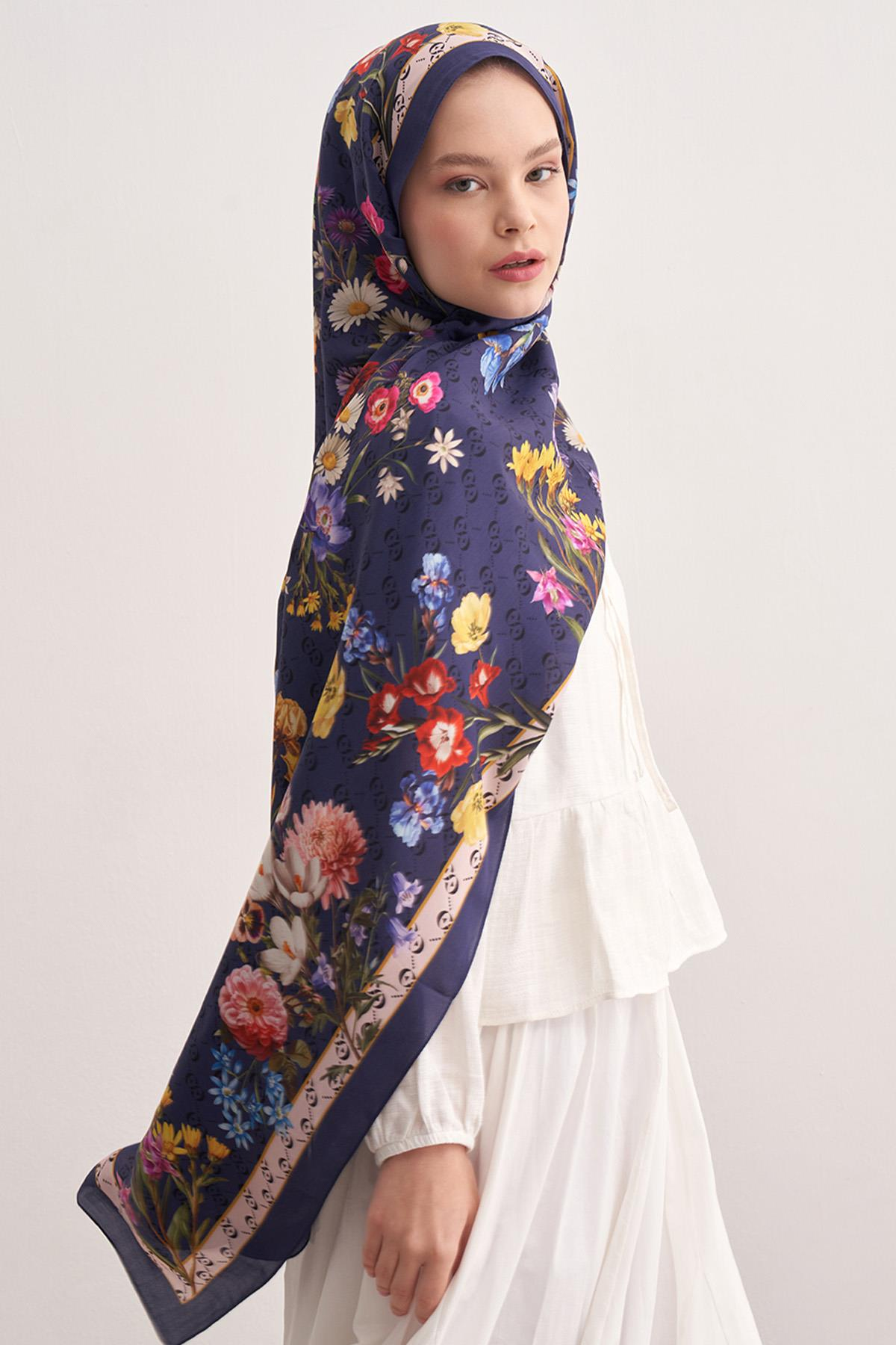 C Violet Monogram Floş Şal