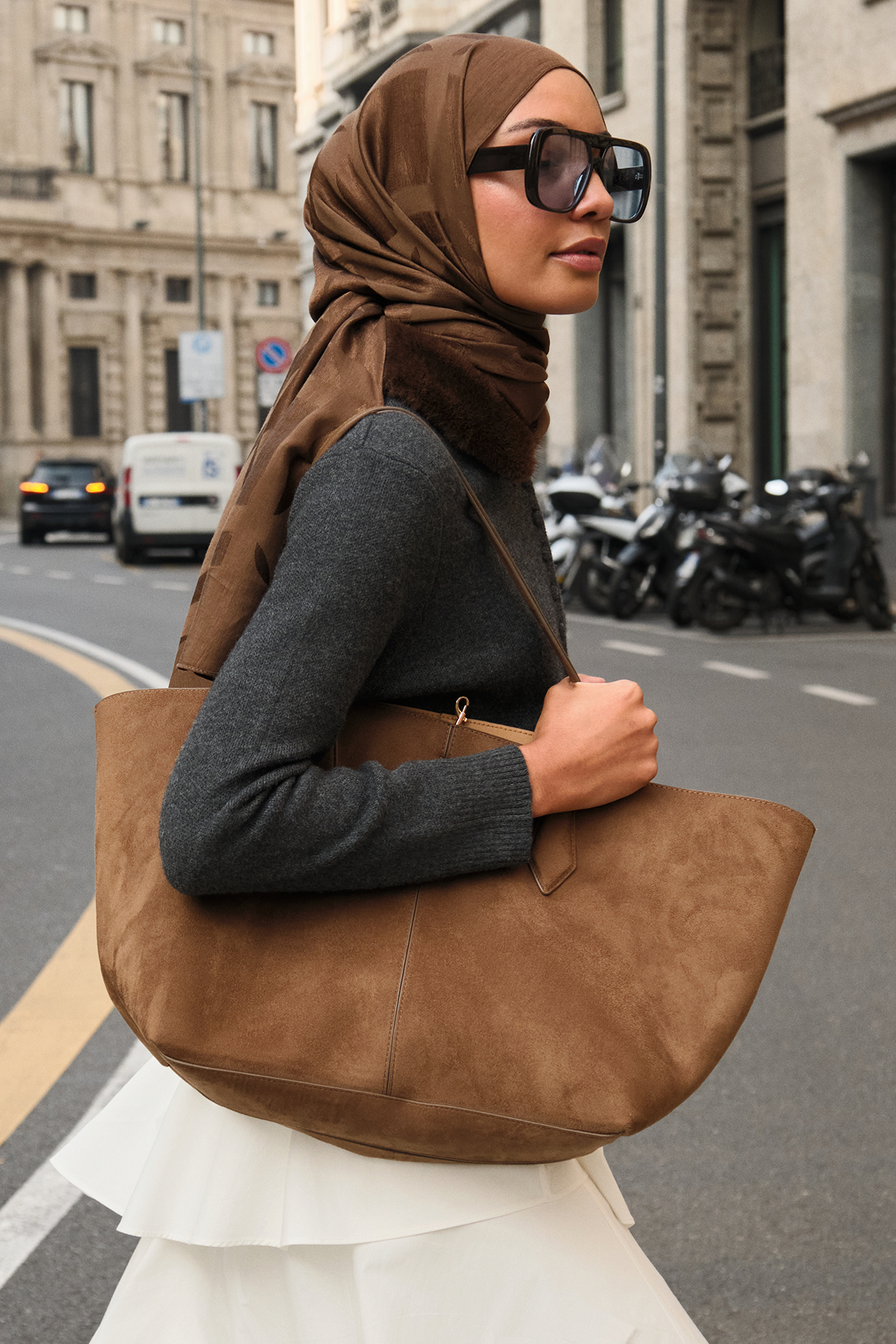 Geometrik Desen Liora Pamuk Şal Toprak