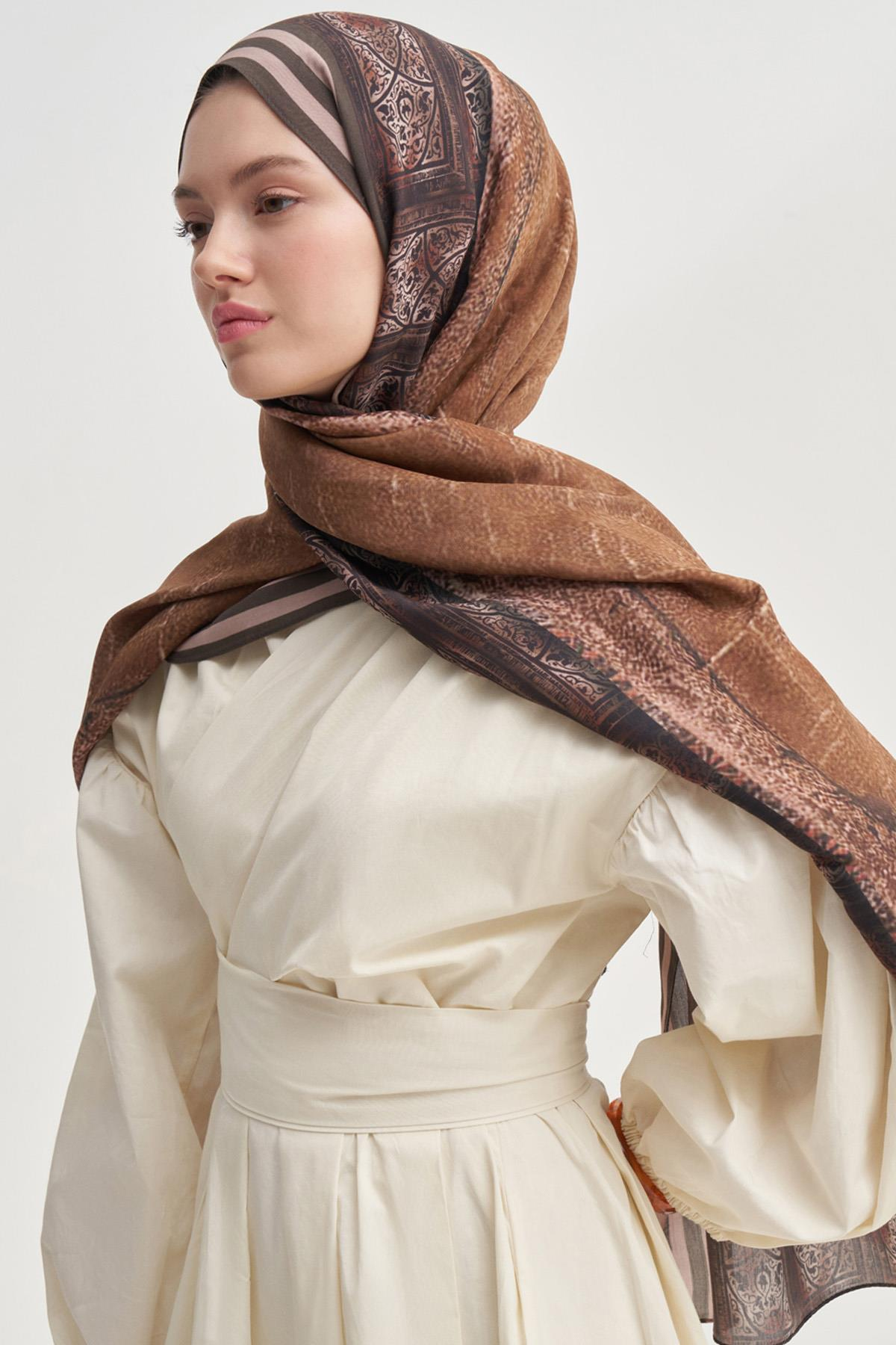 Serenya Vela Floş Şal Taba