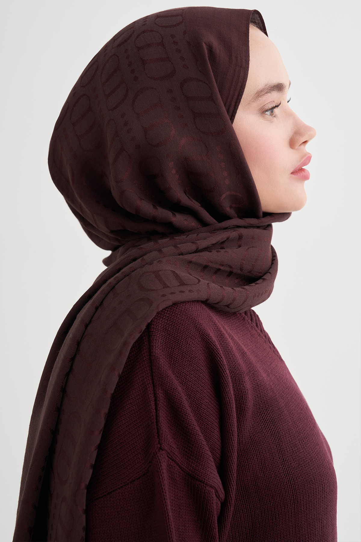 Luxe Desen Liora Pamuk Şal Mürdüm