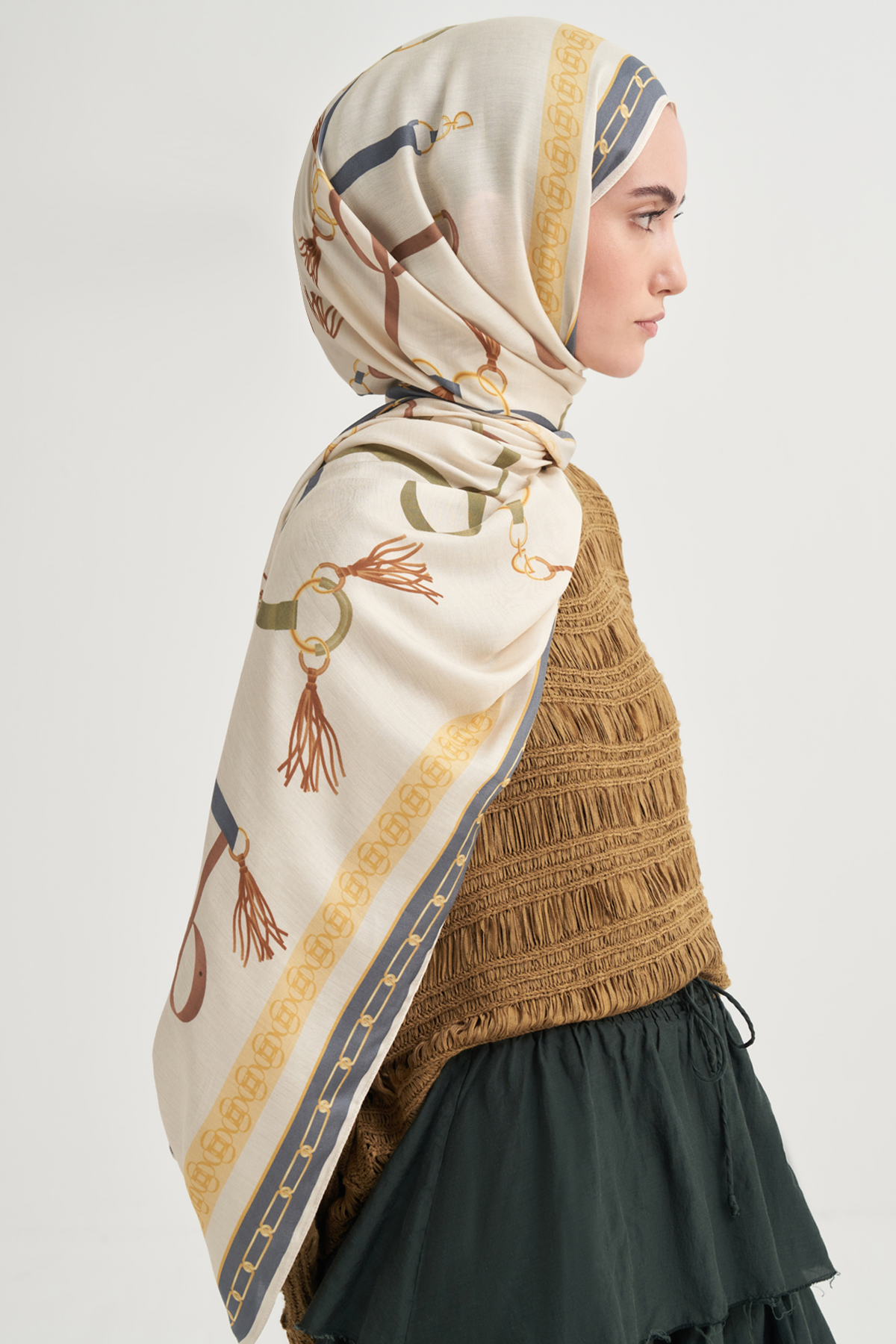 Alvena İncira Viskon Şal Krem