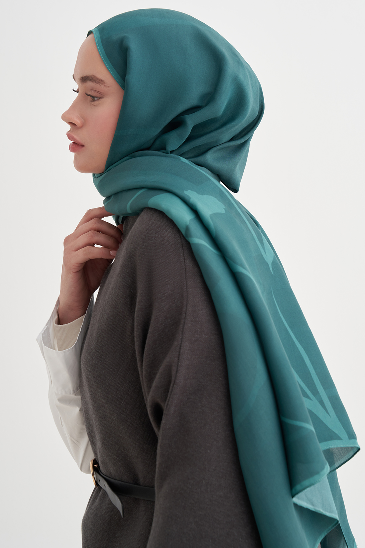 Vera Monogram Floş Şal Mint Yeşili