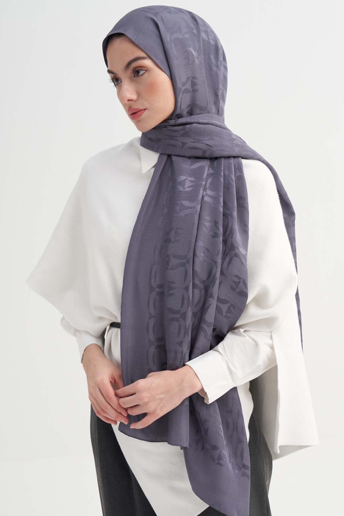 Blok Desen Rina Floş Jakar Şal Füme