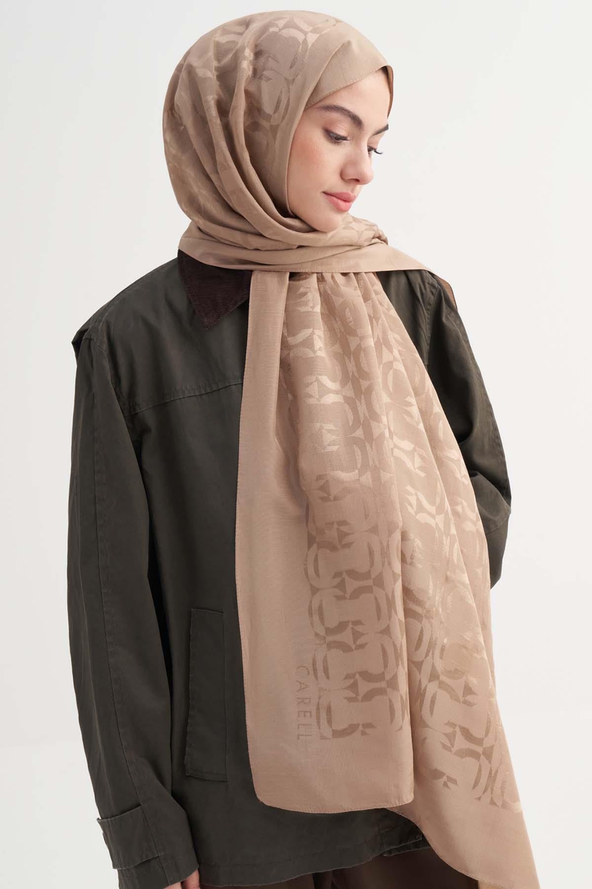 Blok Desen Rina Floş Jakar Şal Vizon