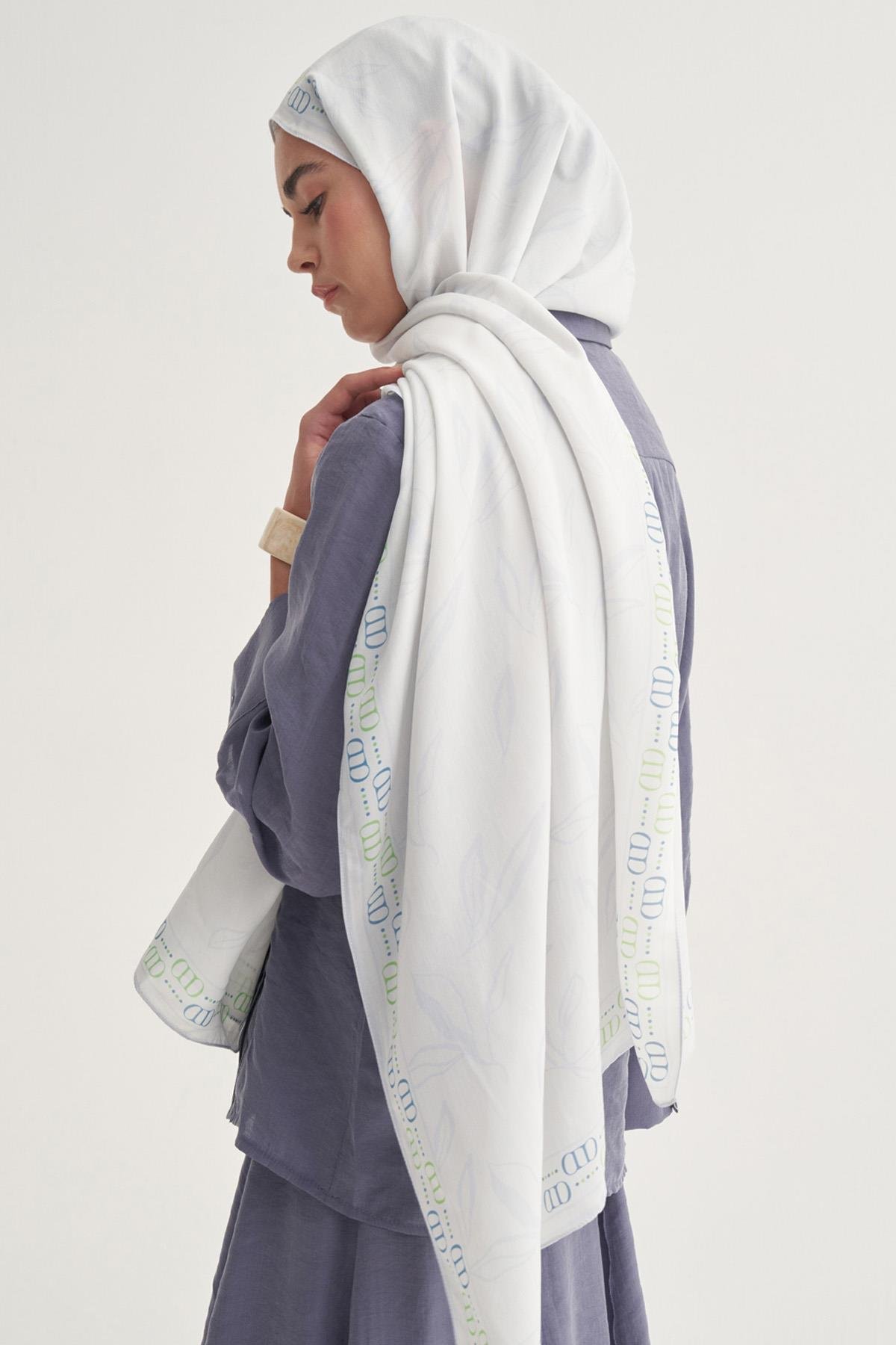 Aurella Monogram Floş Şal Soft Mavi