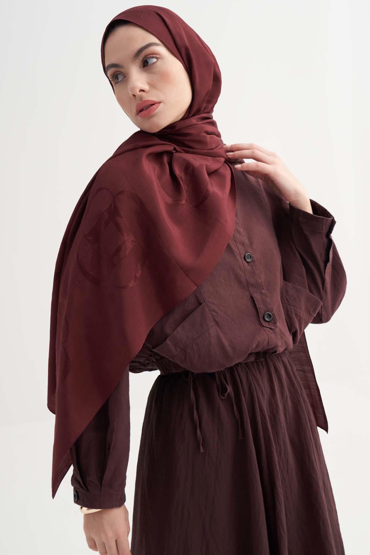 Aura Desen Rina Floş Jakar Şal Bordo