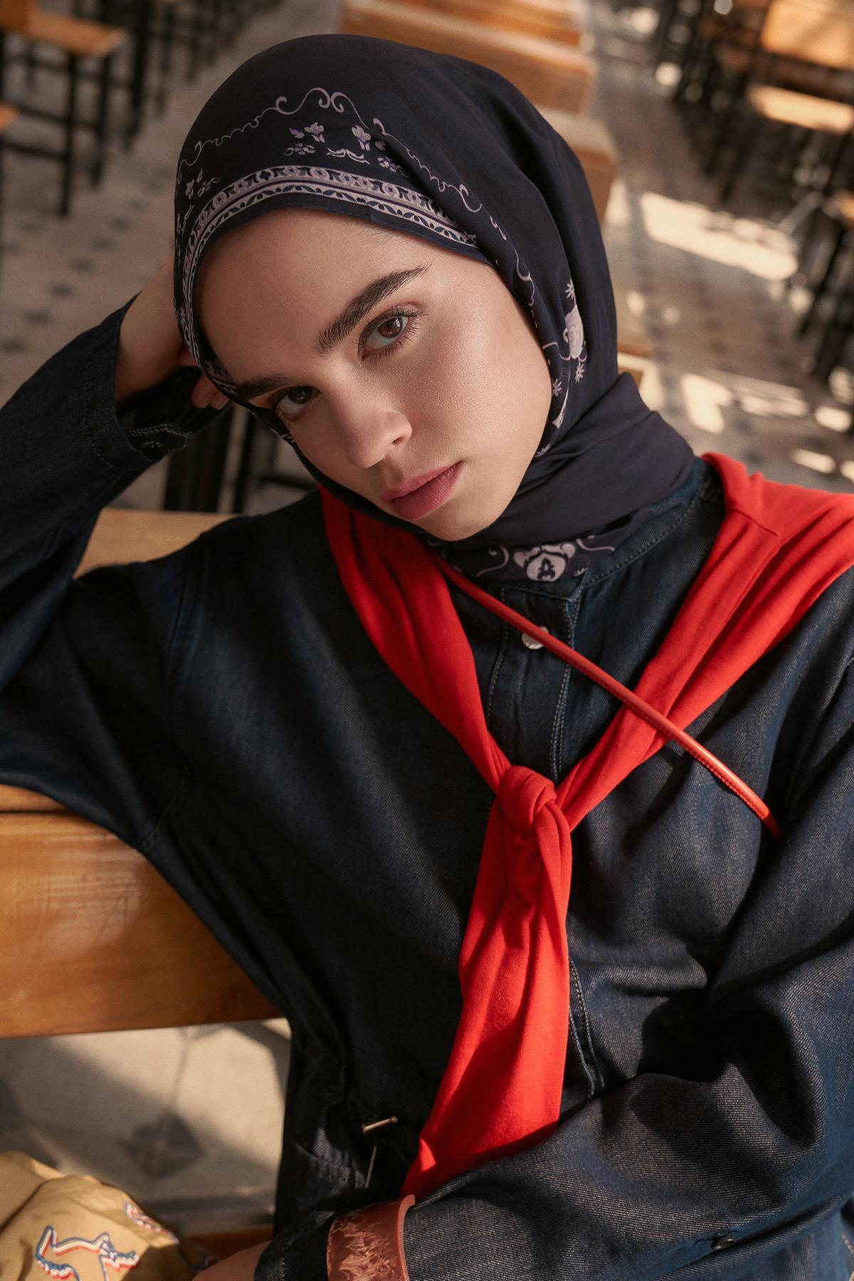 Luxe Monogram Floş Şal Morcivert