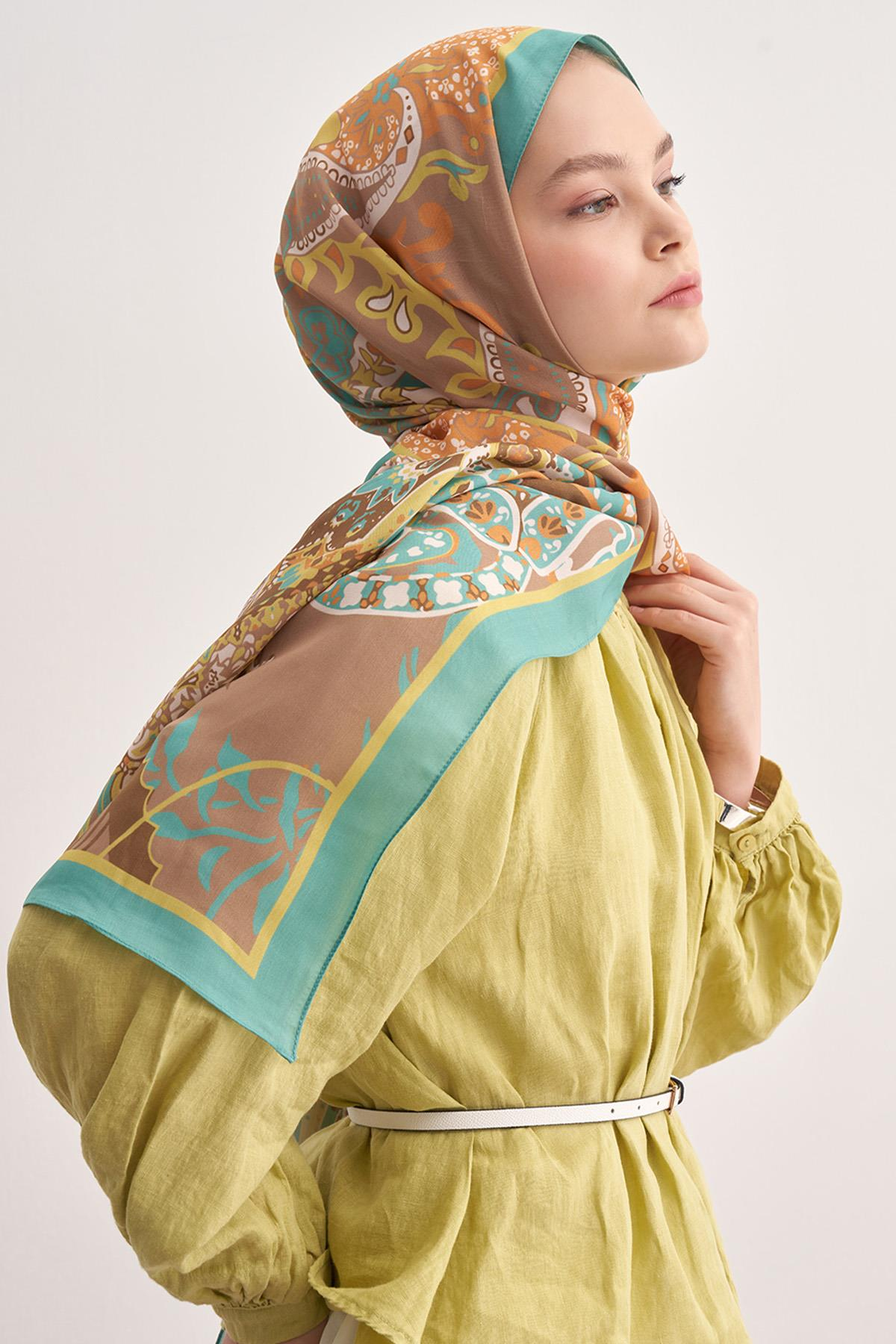 Lune Nil Yeşili  Vela Floş Şal