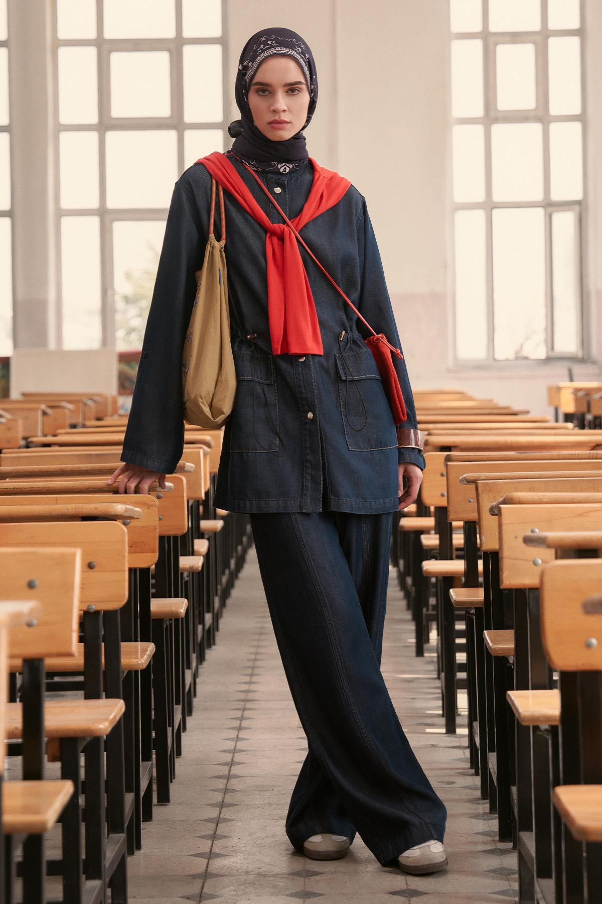 Gwen Tensel Denim Pantolon Koyu Mavi