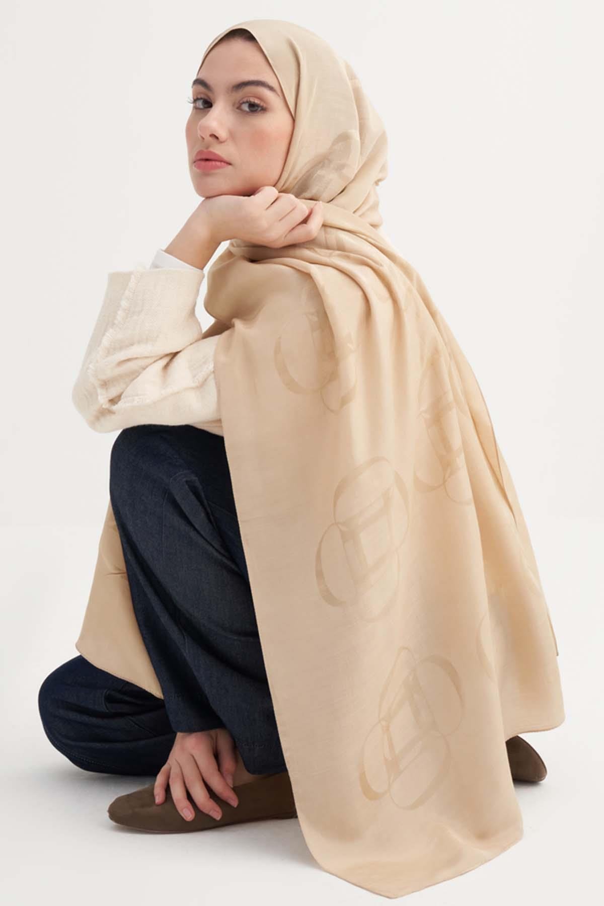 Aura Desen Rina Floş Jakar Şal Bej