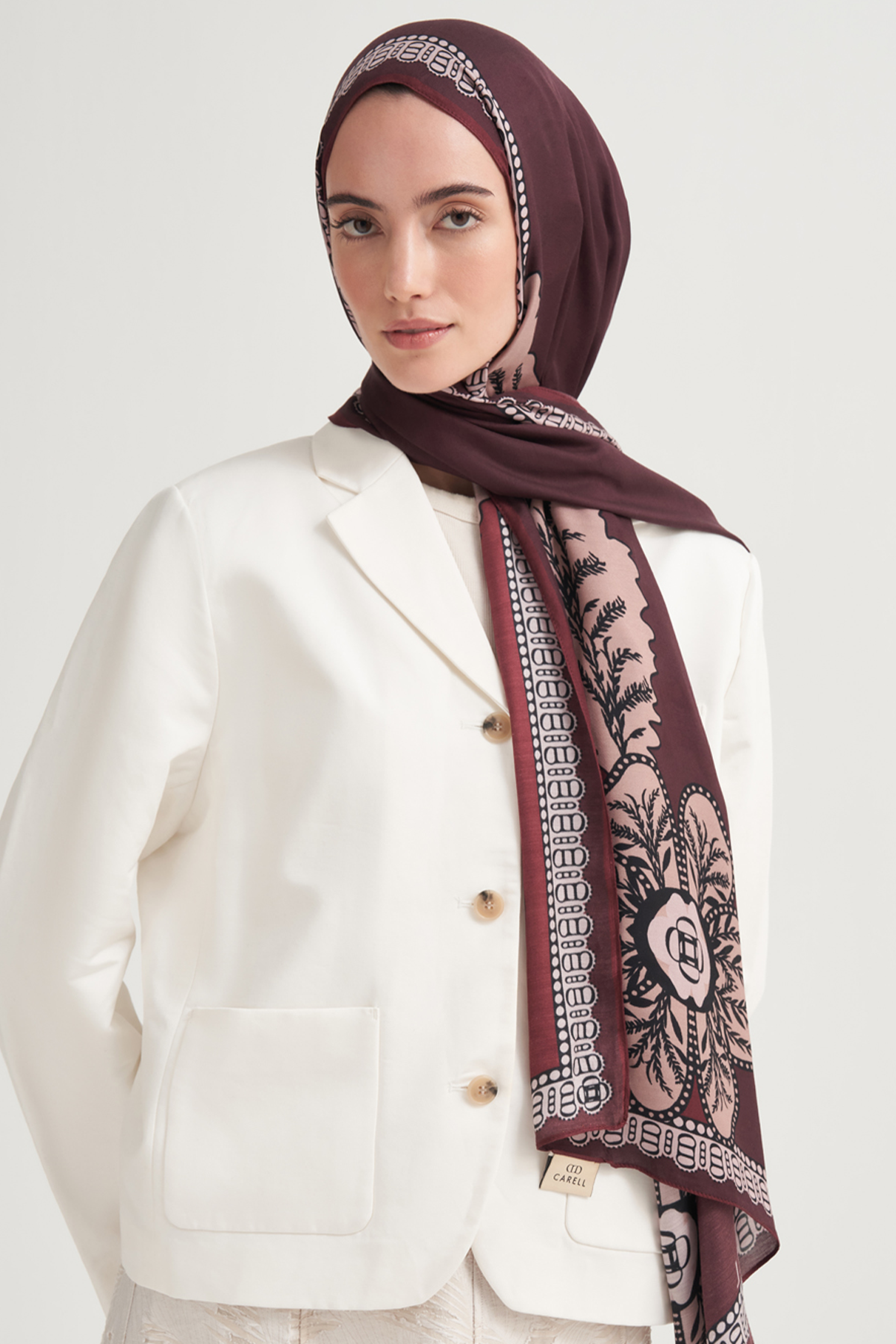 Liva İncira Viskon Şal Bordo