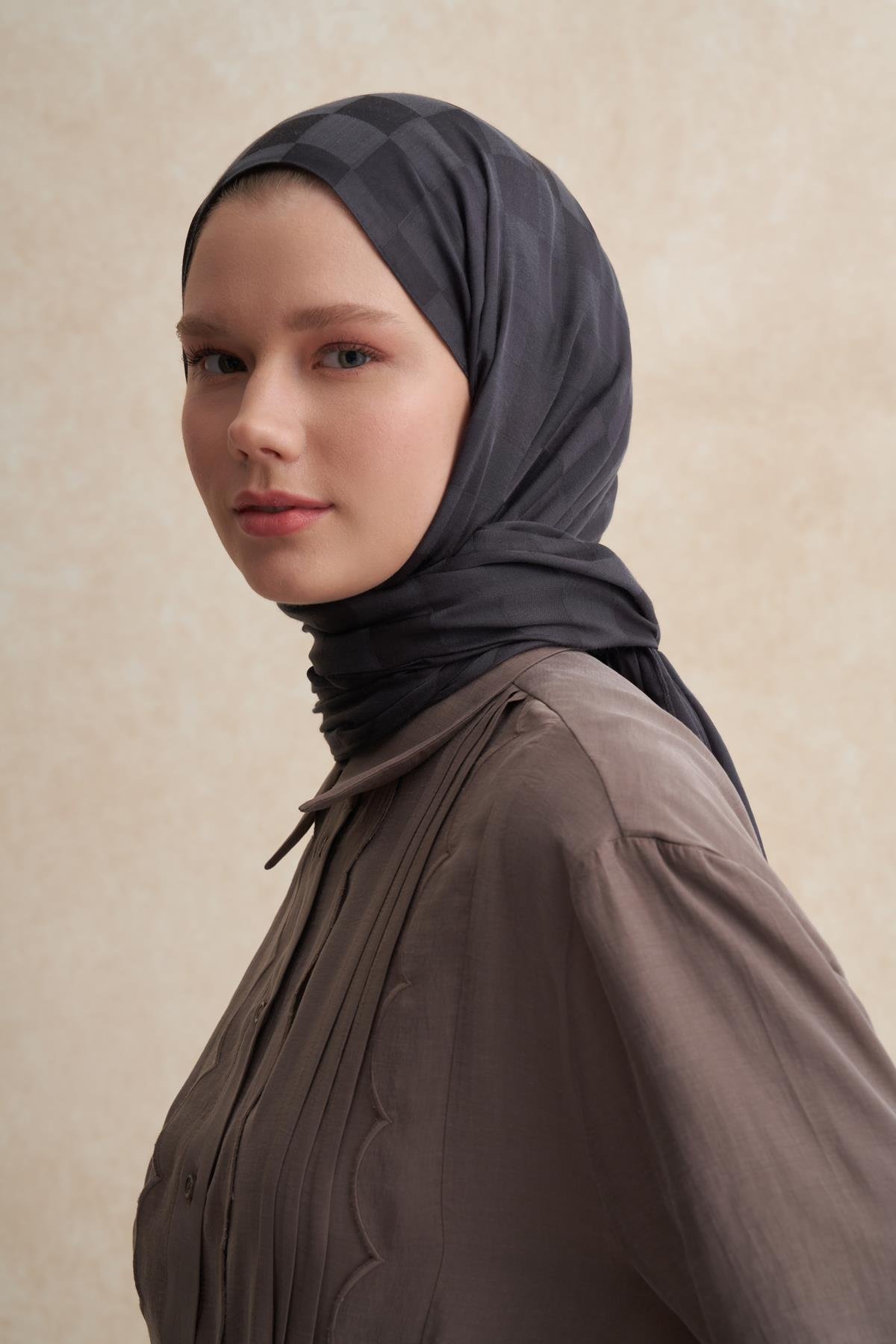 Dama Jakar İtalyan İpekli Şal Antrasit