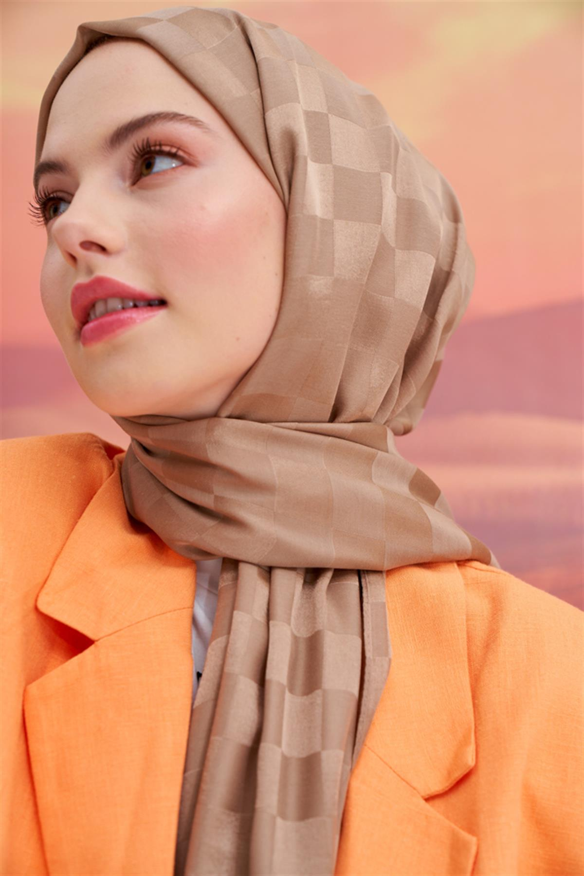 Dama Jakar İtalyan İpekli Şal Vizon