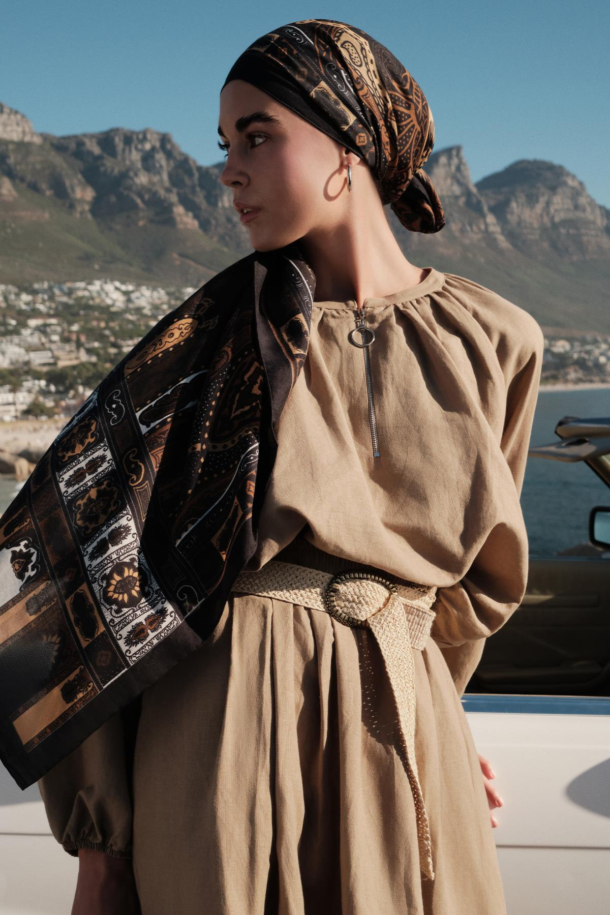 Deep Karamel Early İpek Şal