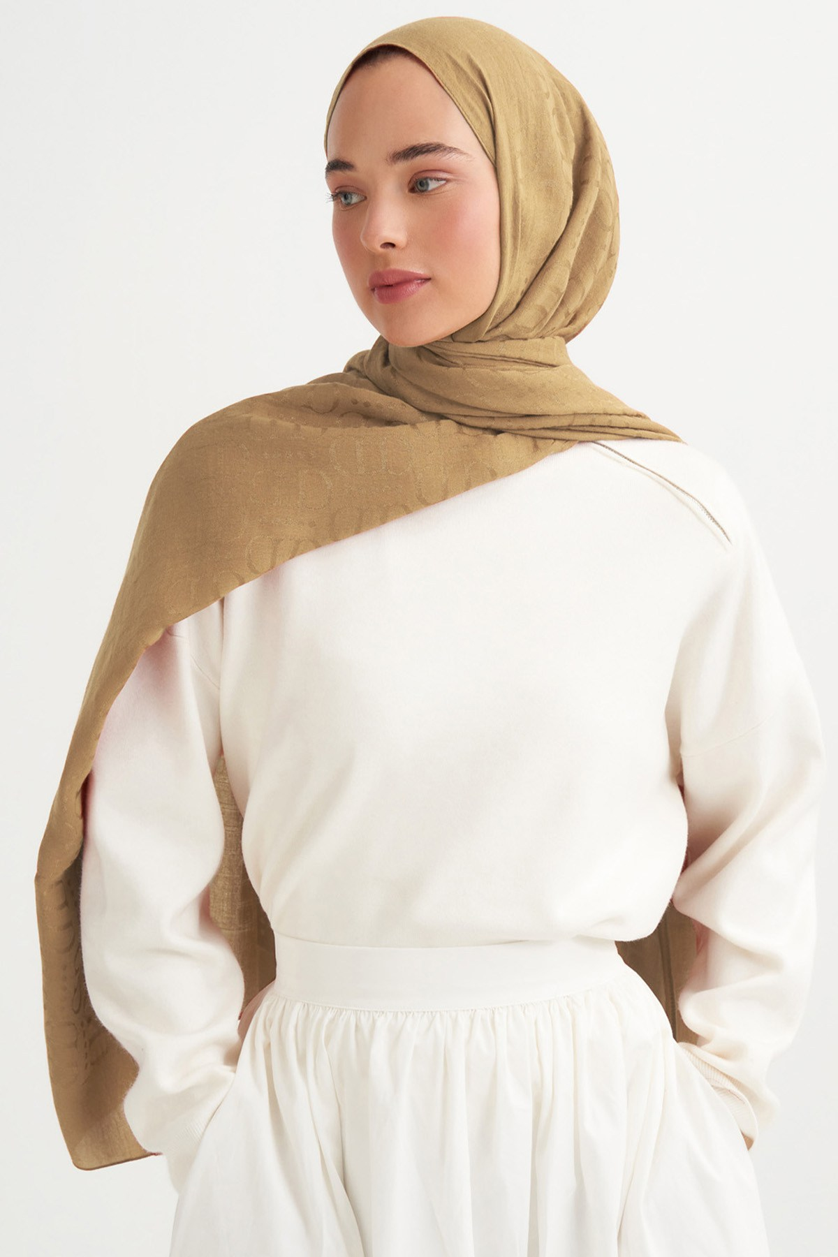Luxe Desen Liora Pamuk Şal Gold