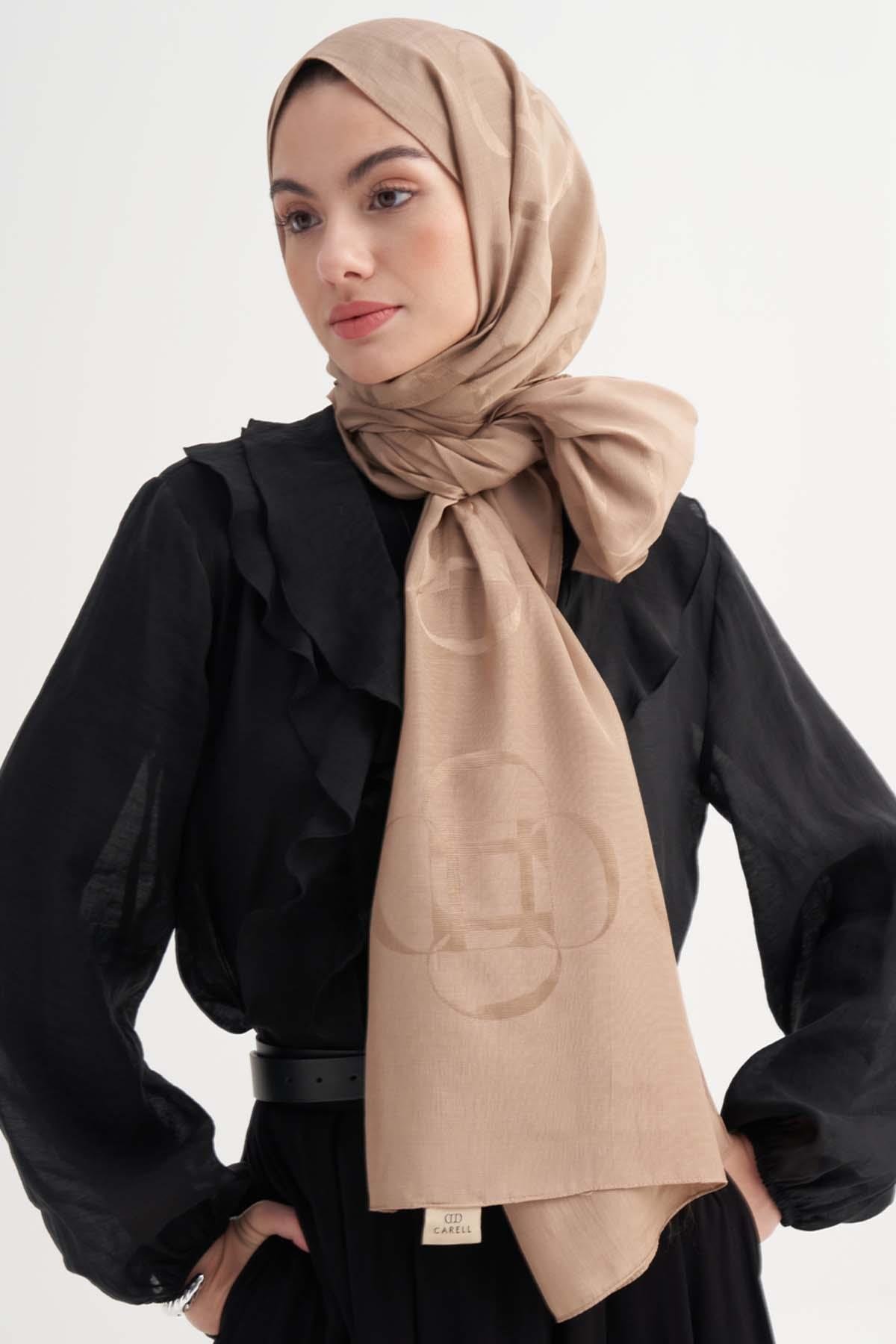 Aura Desen Rina Floş Jakar Şal Vizon