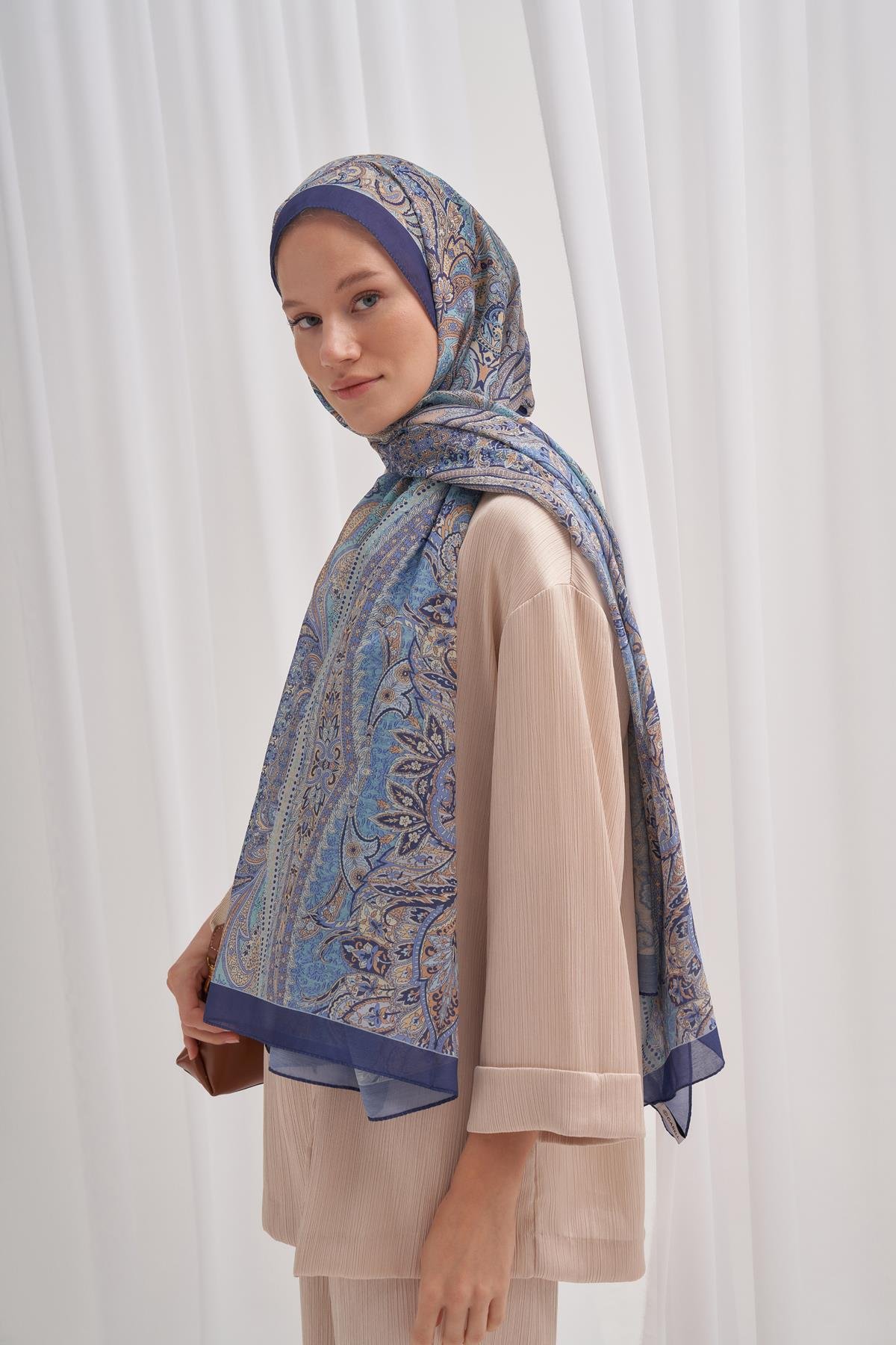 Nilla Pamuklu Şal Cappadocia Mavi