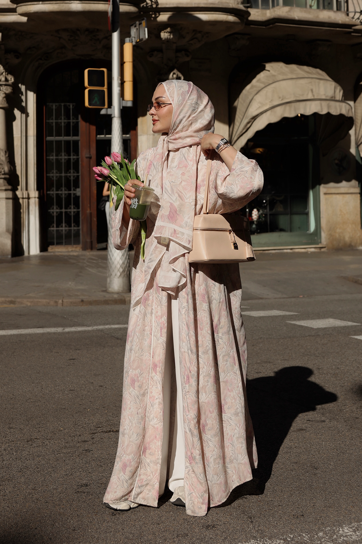 Aleyna Atalar'ın Tercihi Rosin Floş Abaya Pembe