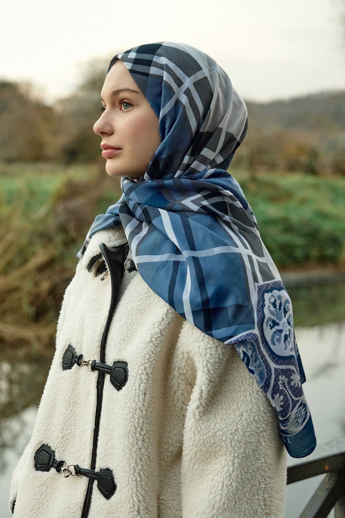 Echo Pamuk Şal Rustic Mavi