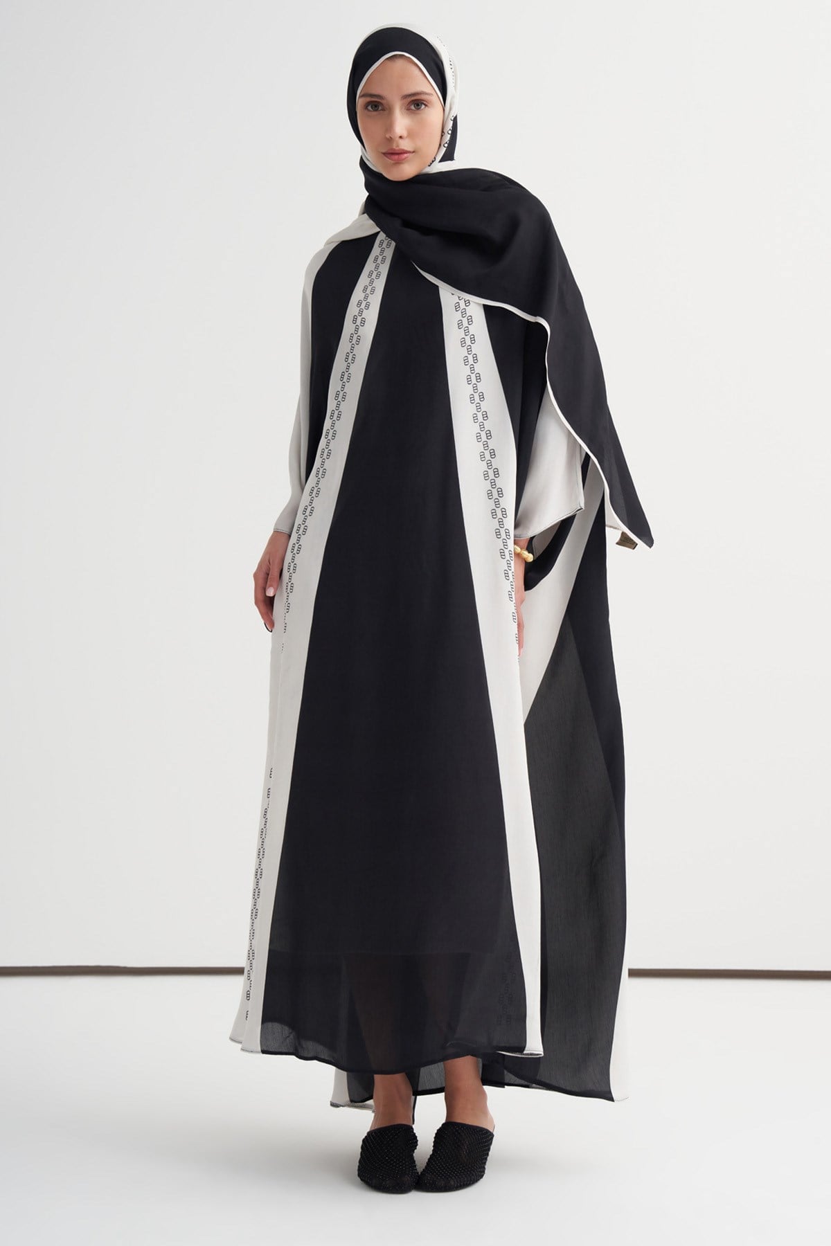 Monochrome Floş Kaftan Siyah