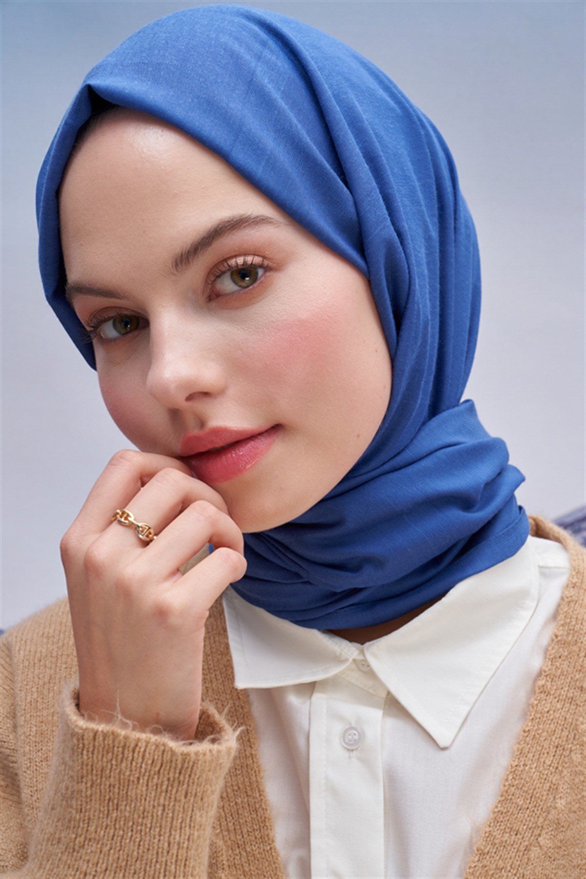 Kare Desen Modal Jakar Şal İndigo