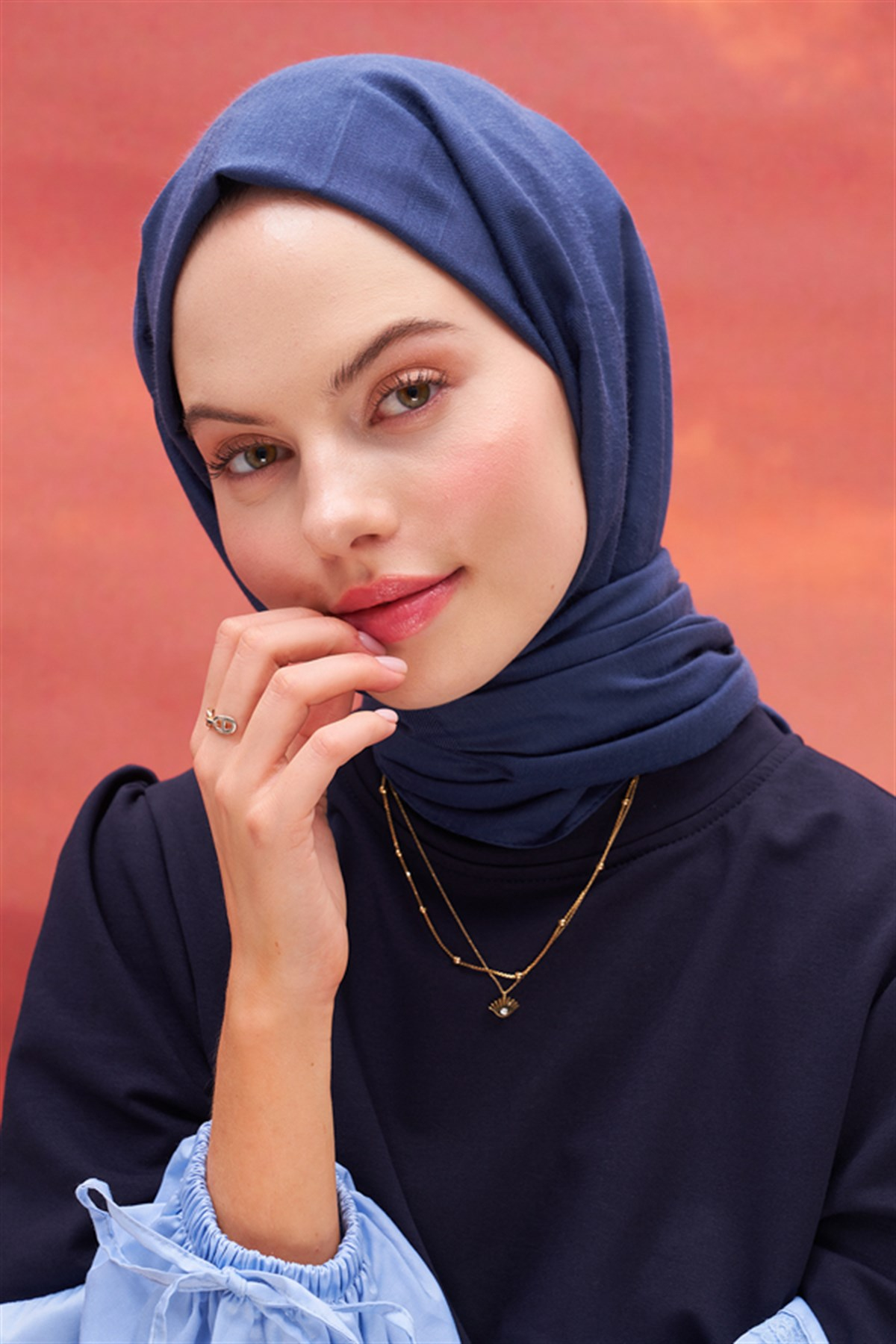 Kare Desen Modal Jakar Şal Lacivert